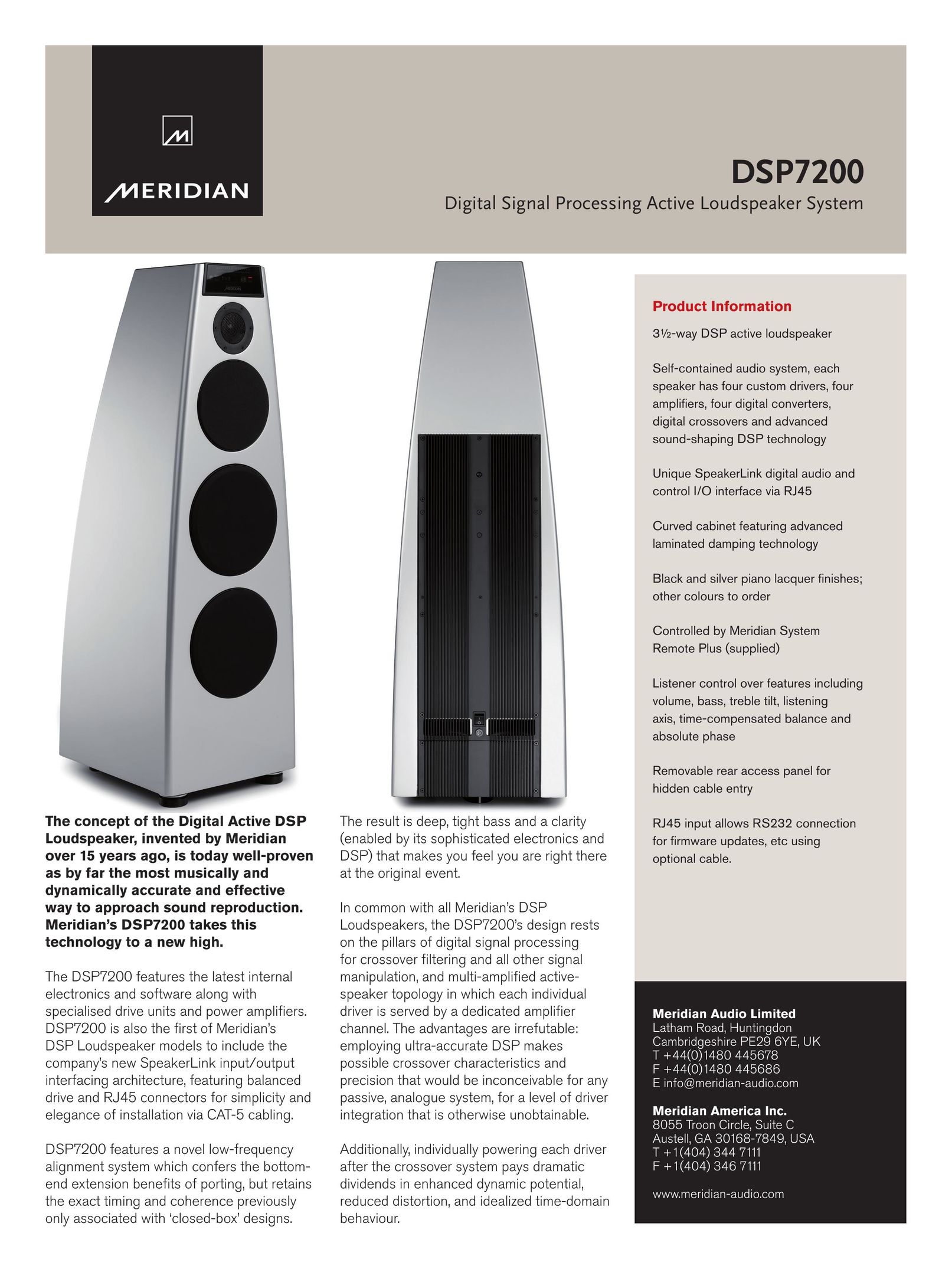 Meridian America DSP7200 Speaker User Manual