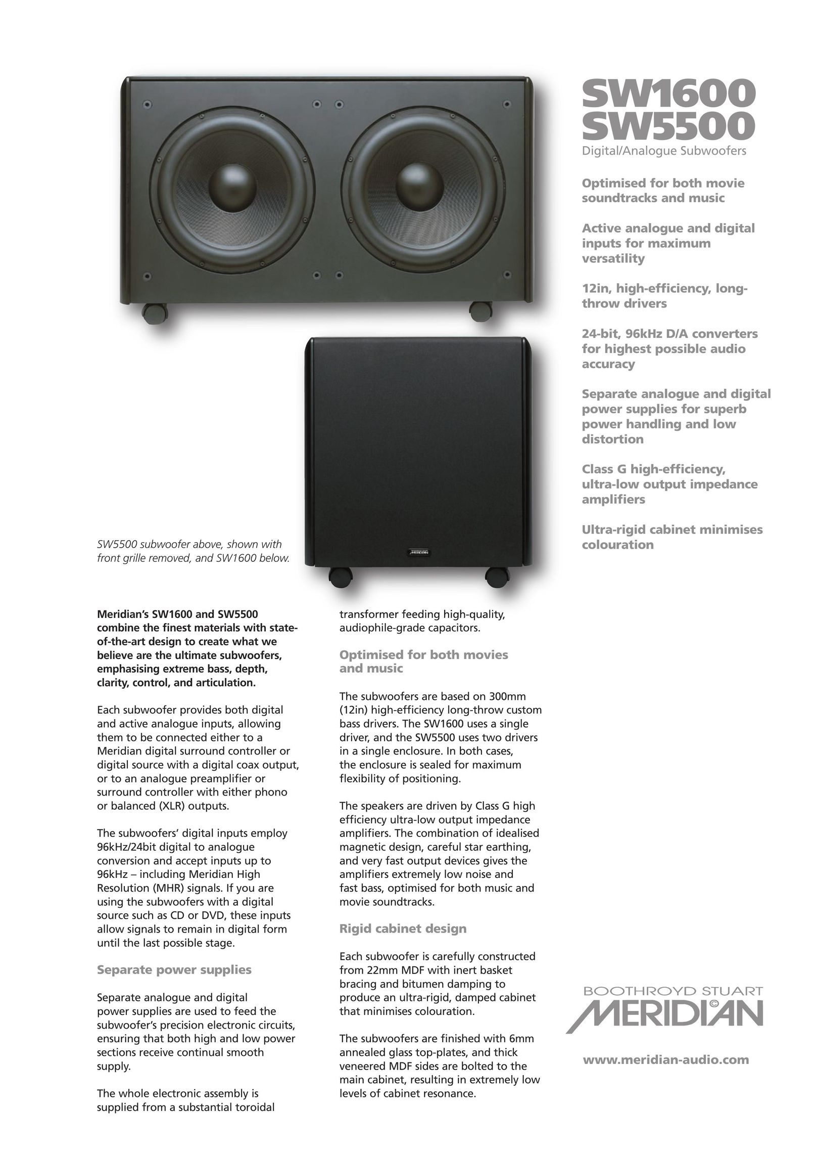Meridian Audio SW1600 Speaker User Manual