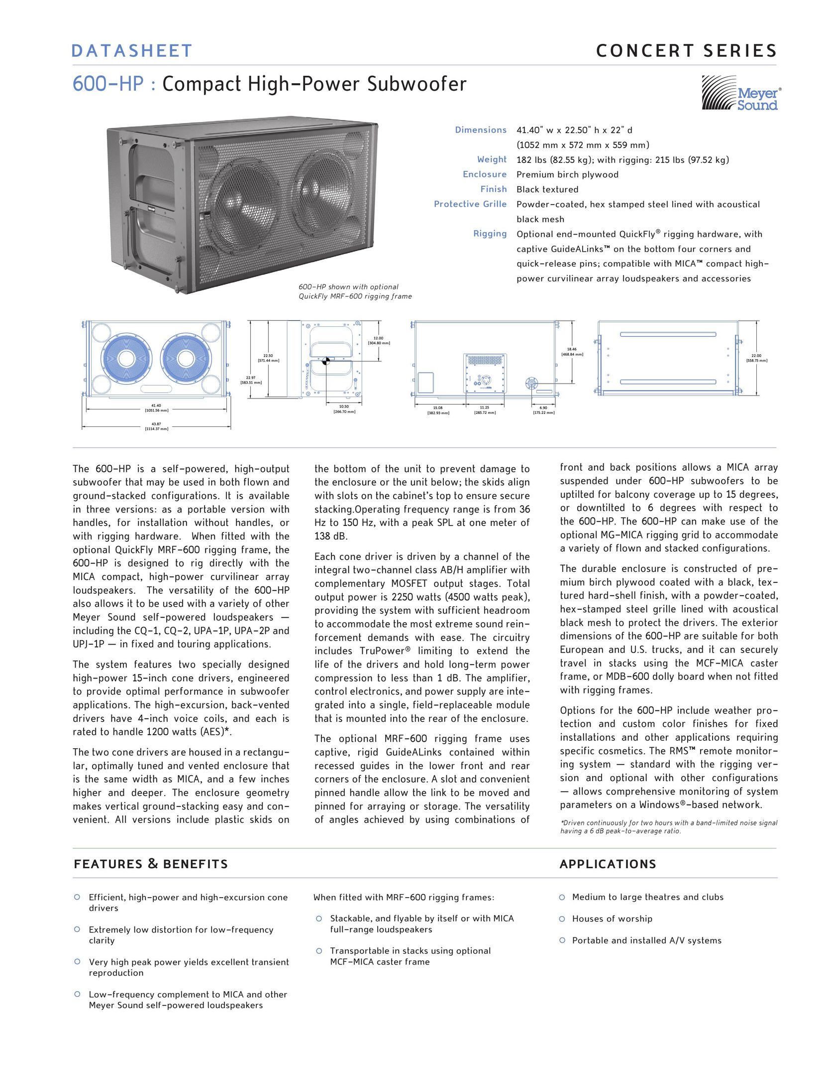 Meyer Sound 600-HP Speaker User Manual