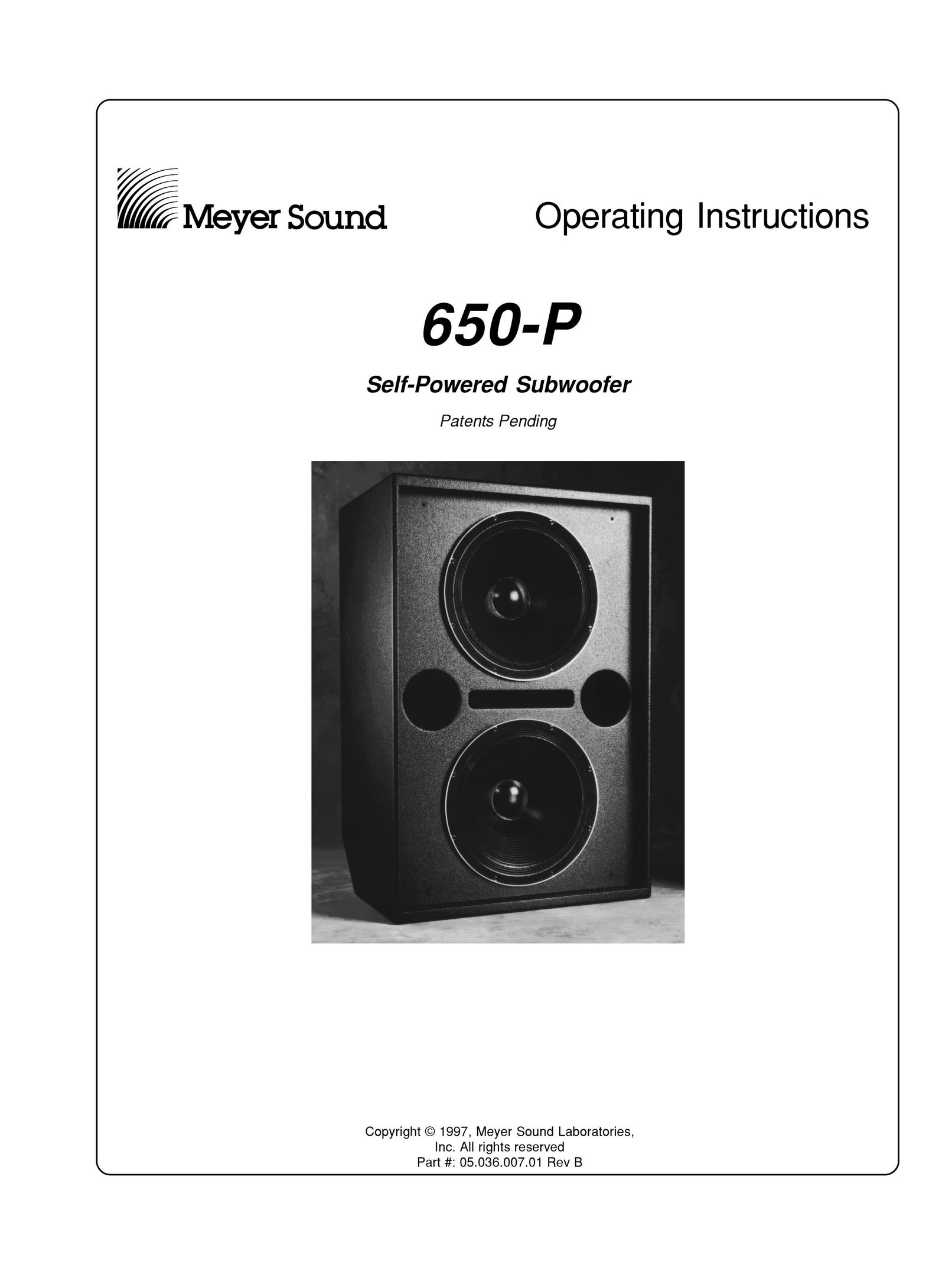 Meyer Sound 650-P Speaker User Manual