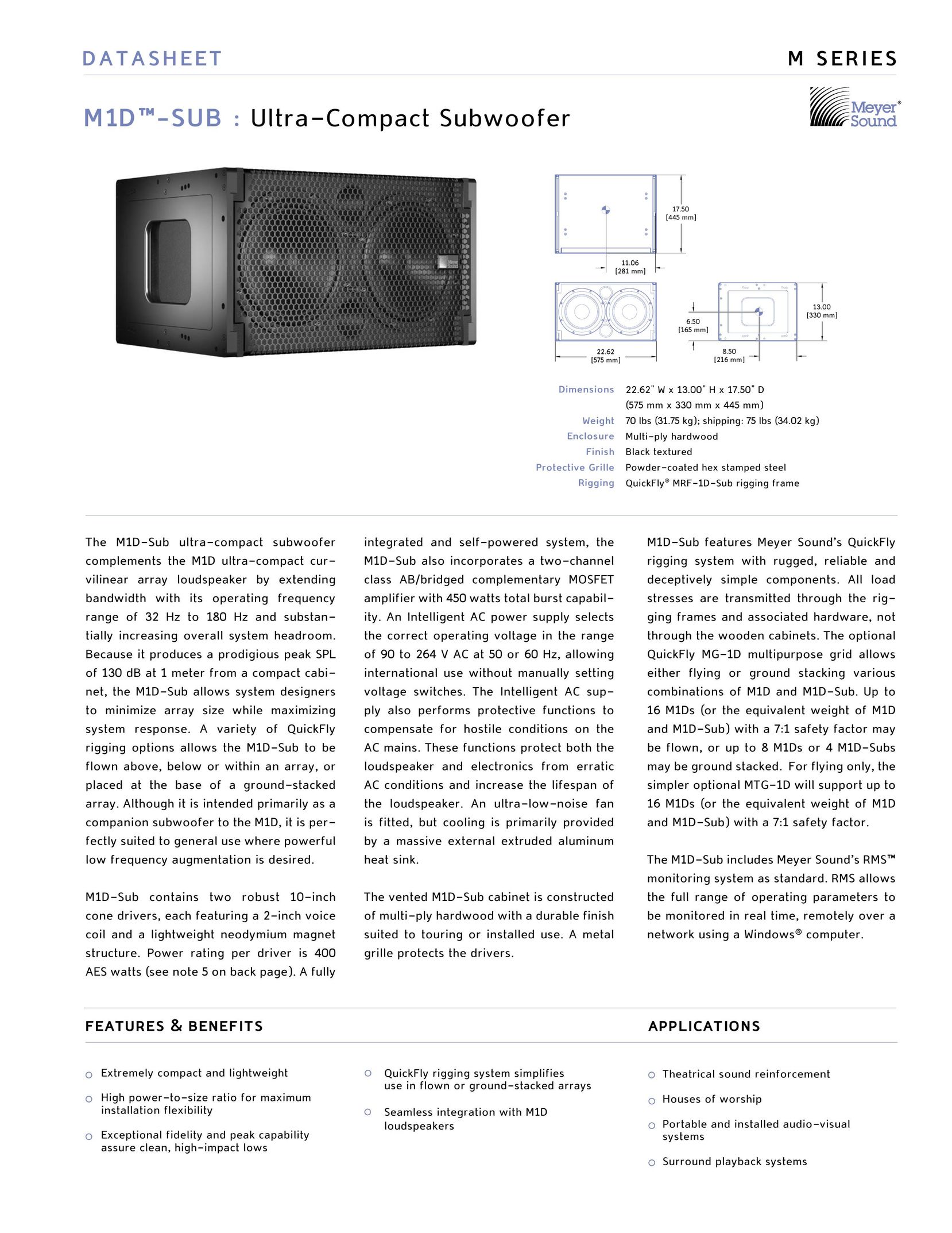 Meyer Sound M1D Speaker User Manual