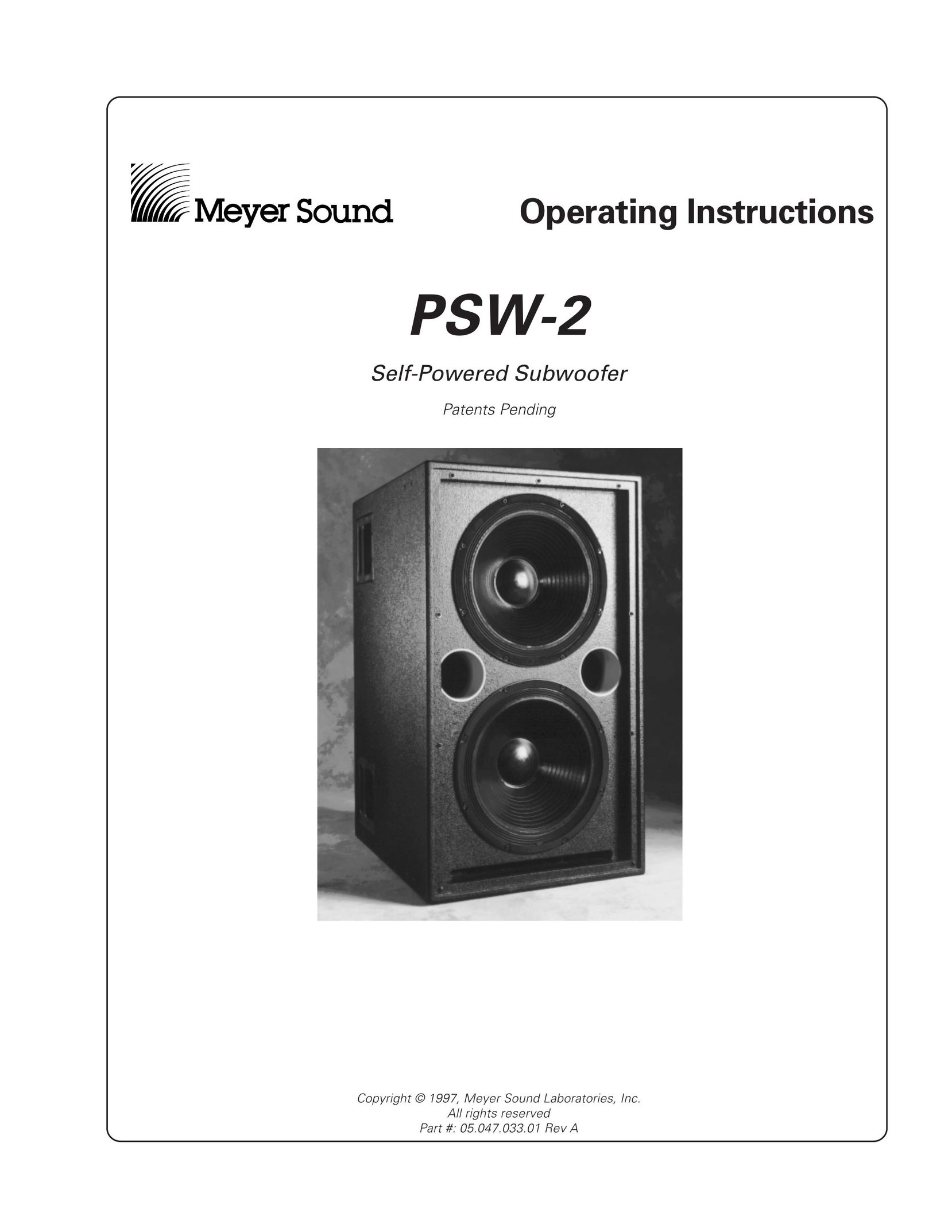 Meyer Sound PSW-2 Speaker User Manual