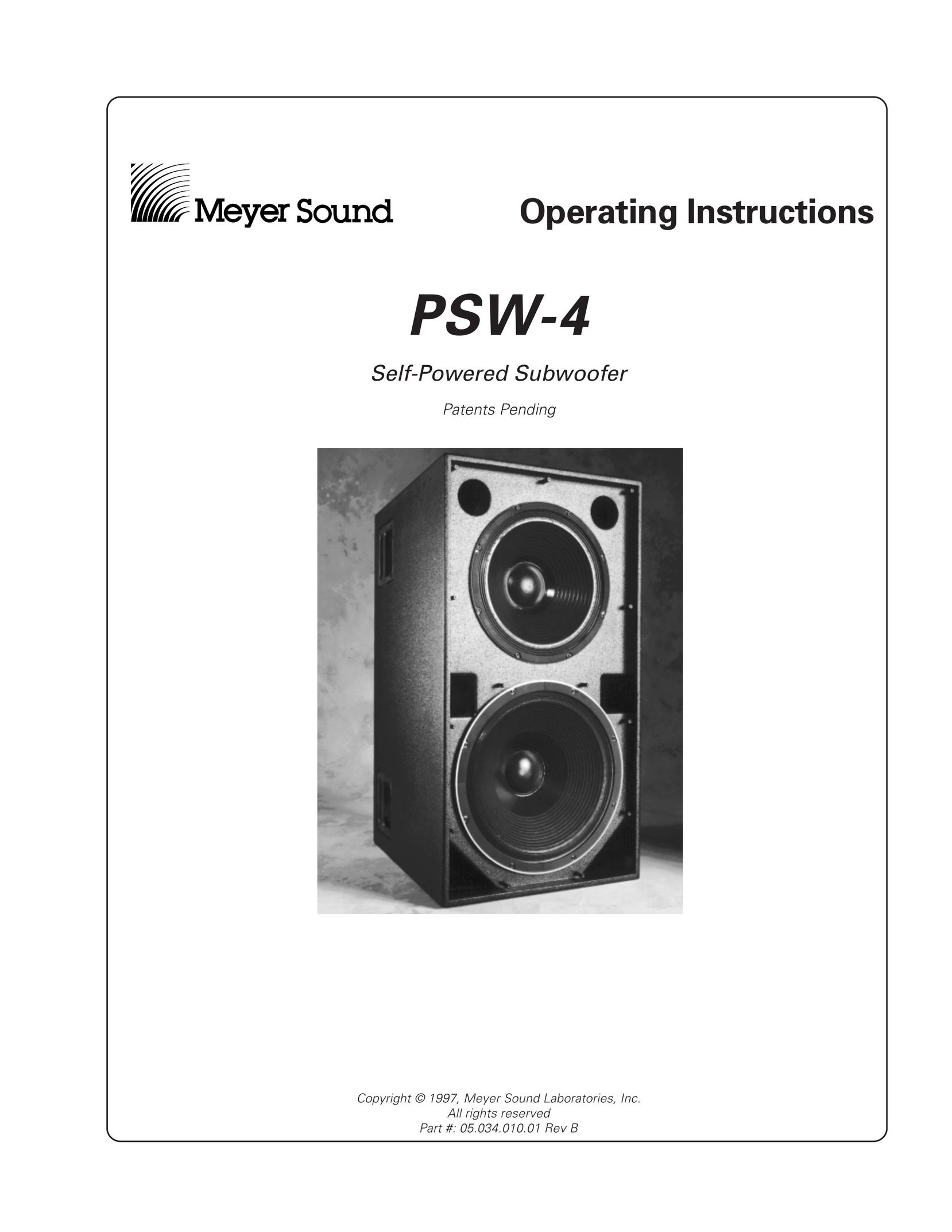 Meyer Sound PSW-4 Speaker User Manual