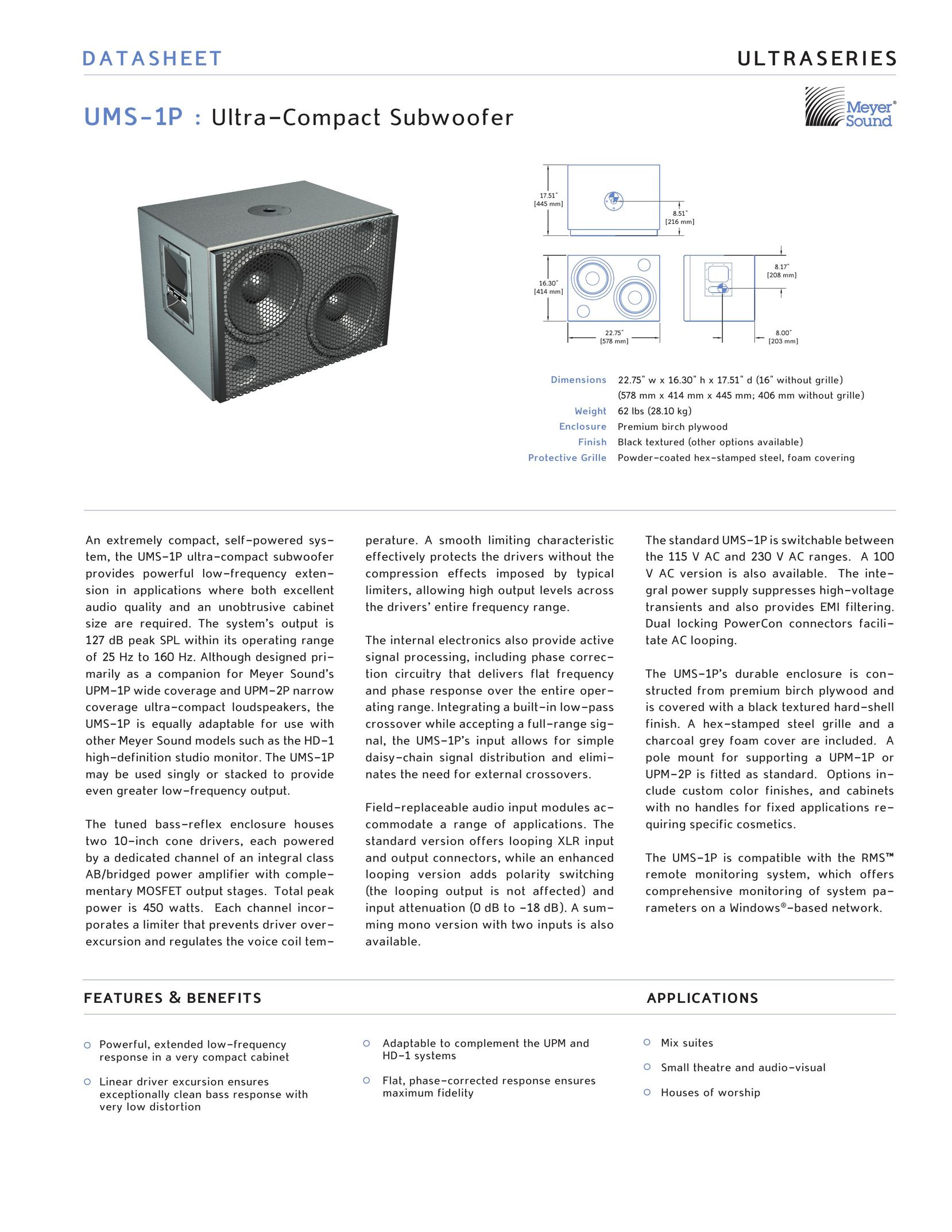 Meyer Sound UMS-1P Speaker User Manual