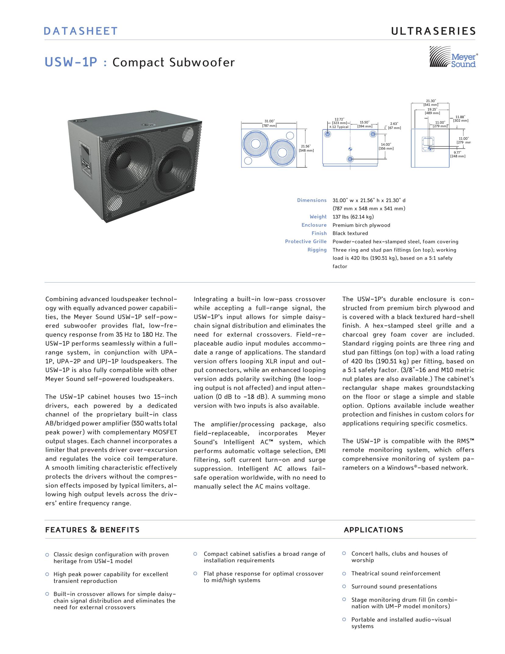 Meyer Sound USW-1P Speaker User Manual