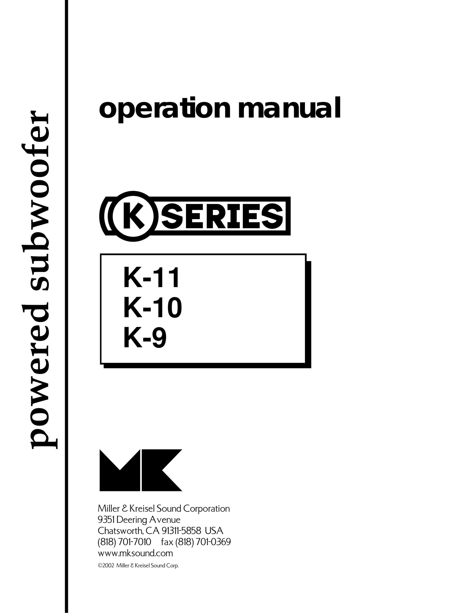 MK Sound K-9 Speaker User Manual