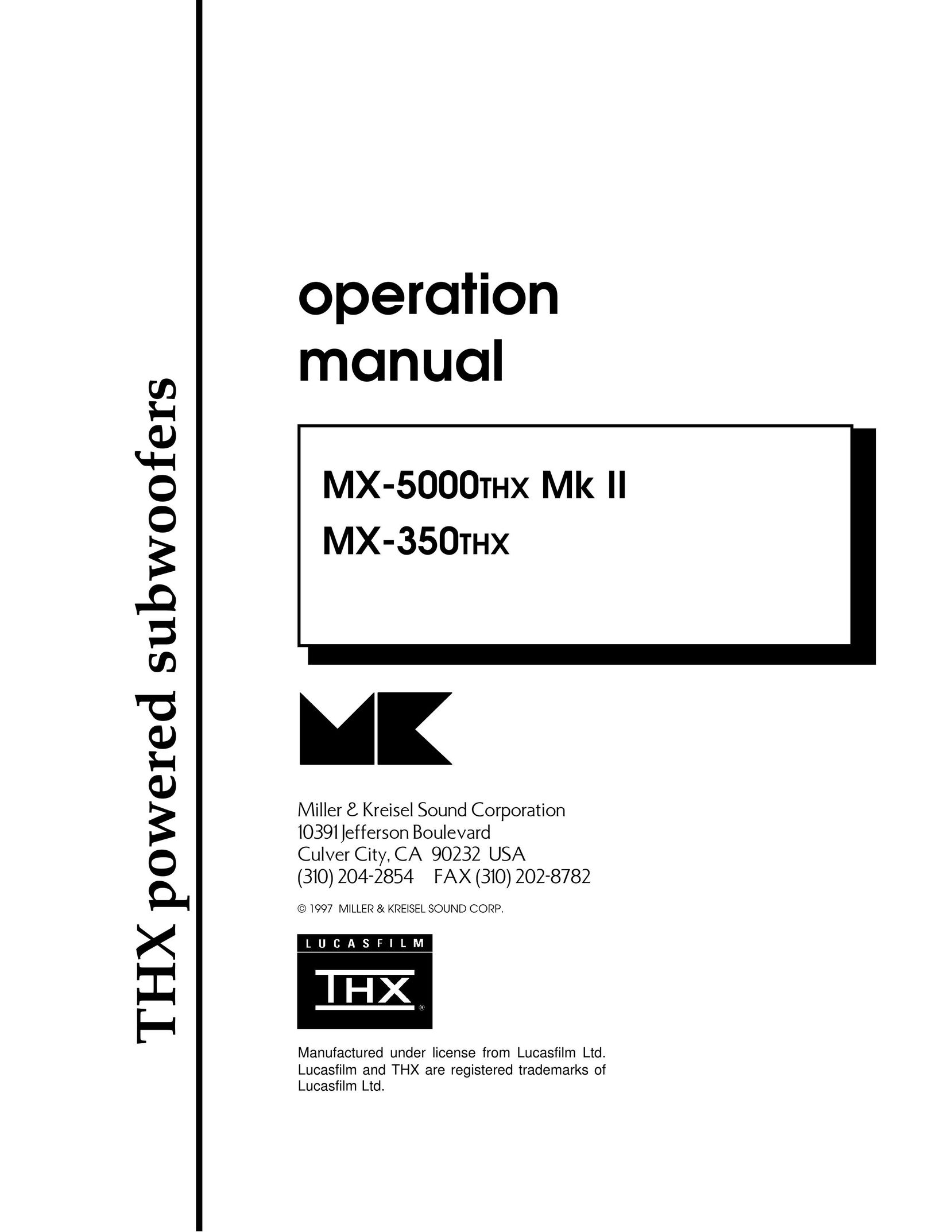 MK Sound MX-5000THX Mk II, MX-350THX Speaker User Manual