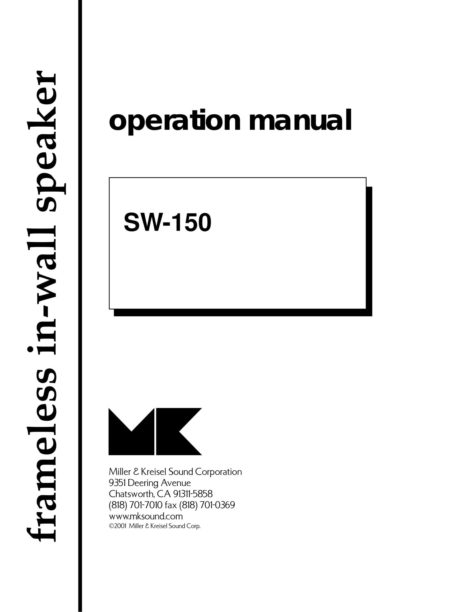 MK Sound SW-150 Speaker User Manual