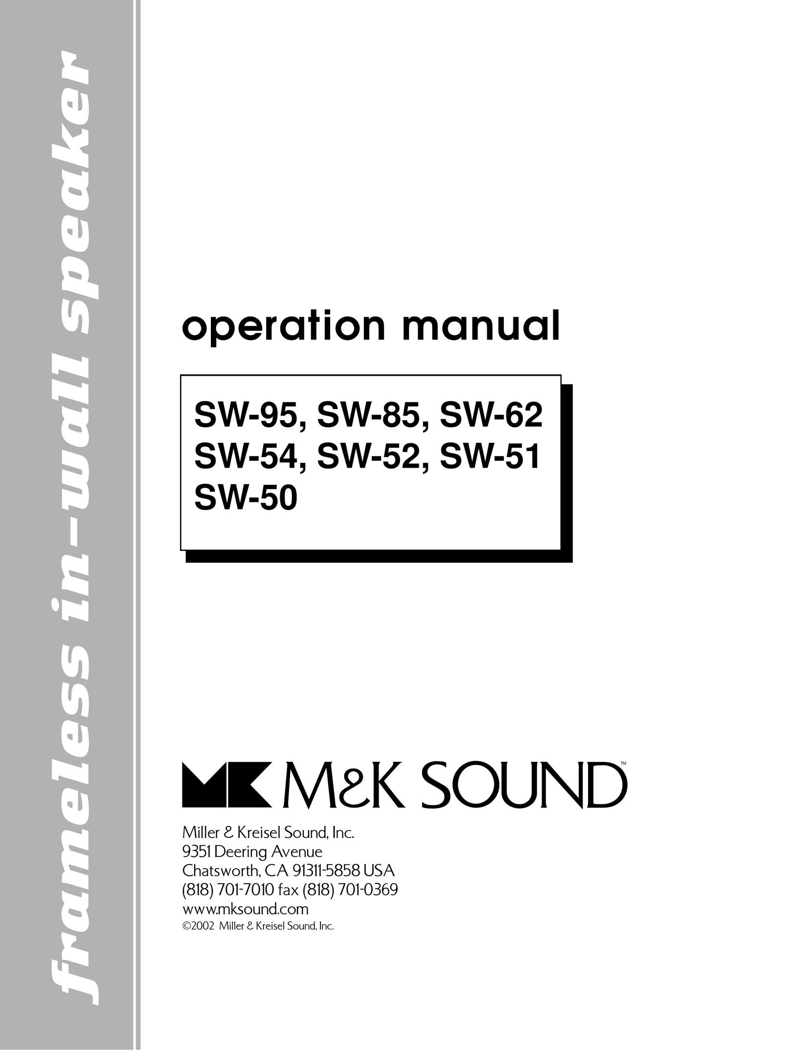 MK Sound SW-50 Speaker User Manual