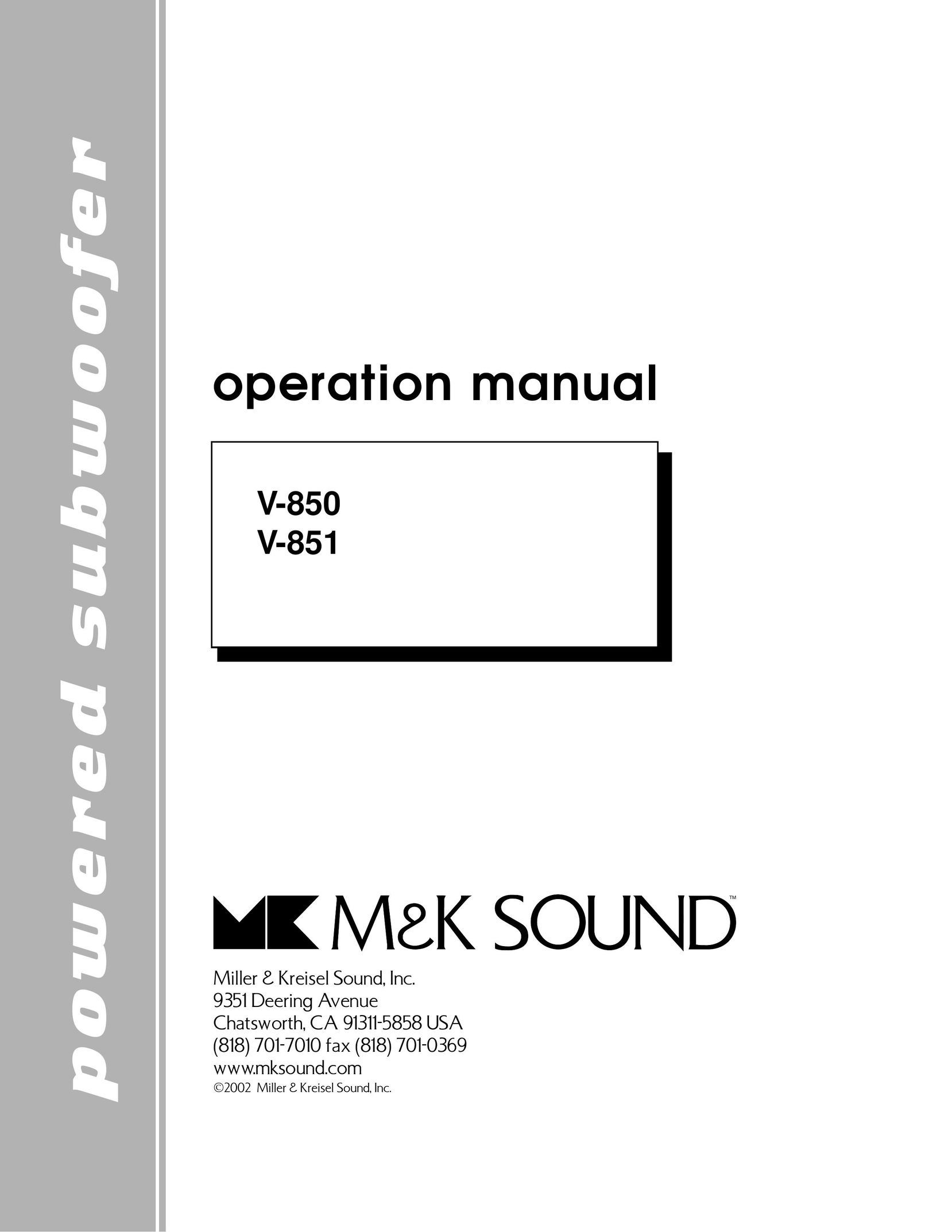MK Sound V-850 Speaker User Manual