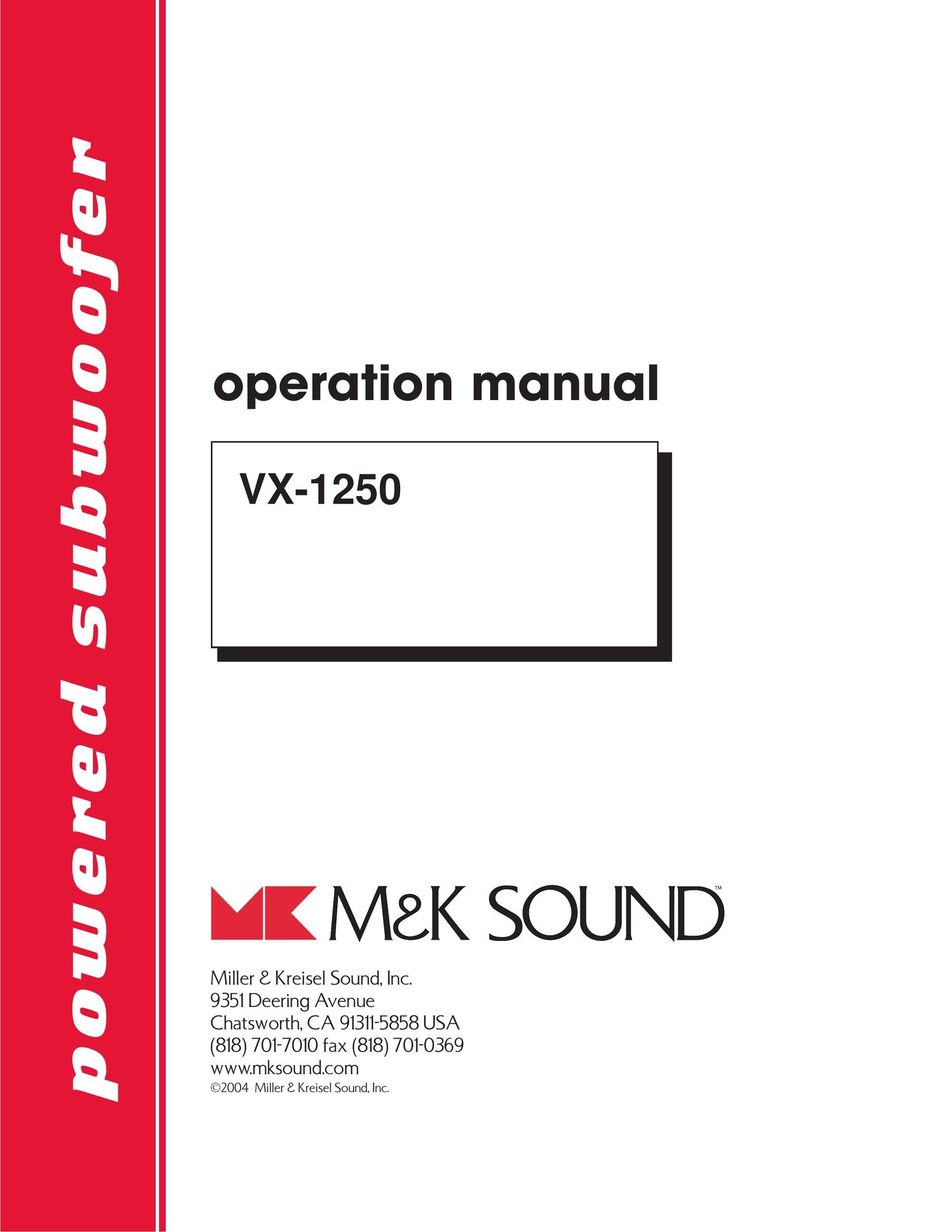 MK Sound VX-1250 Speaker User Manual