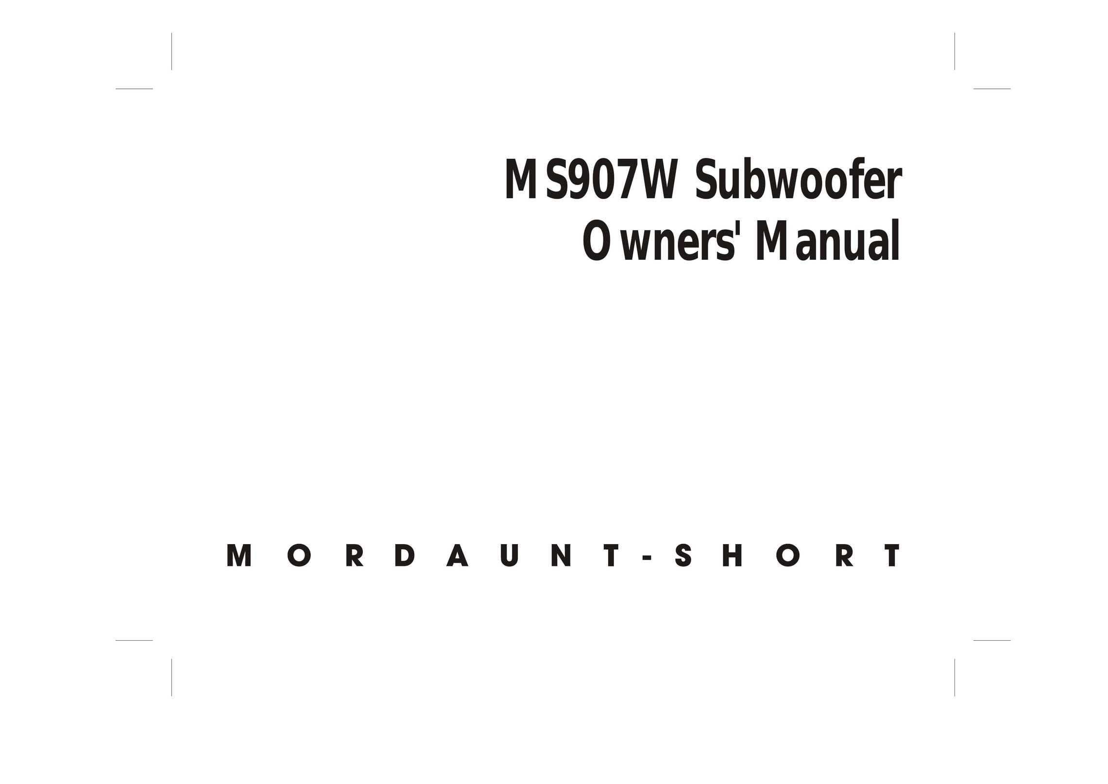 Mordaunt-Short MS907W Speaker User Manual