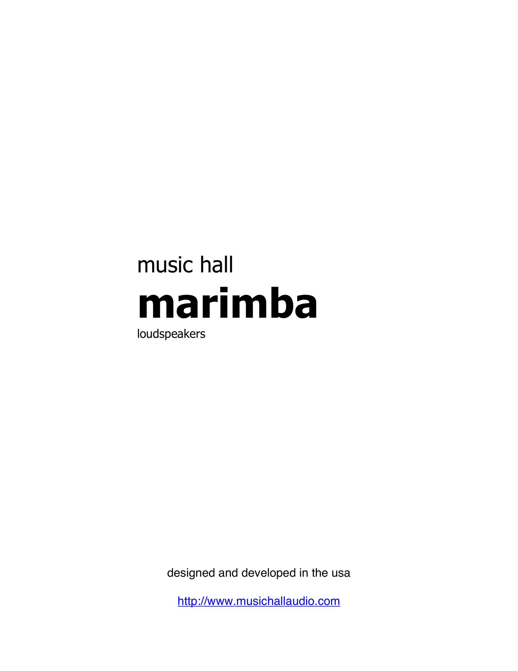 Music Hall Marimba Speaker User Manual