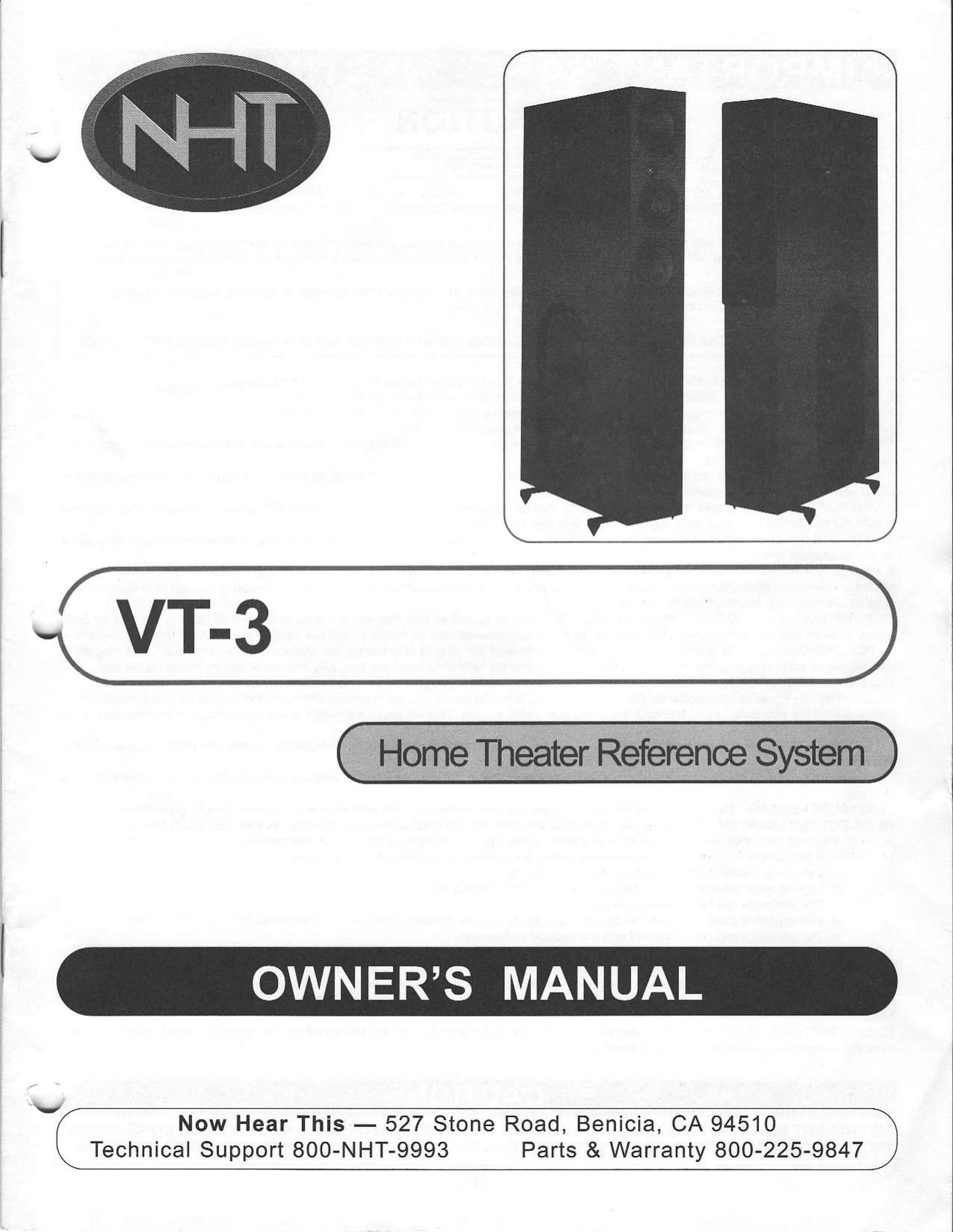 NHT VT-3 Speaker User Manual