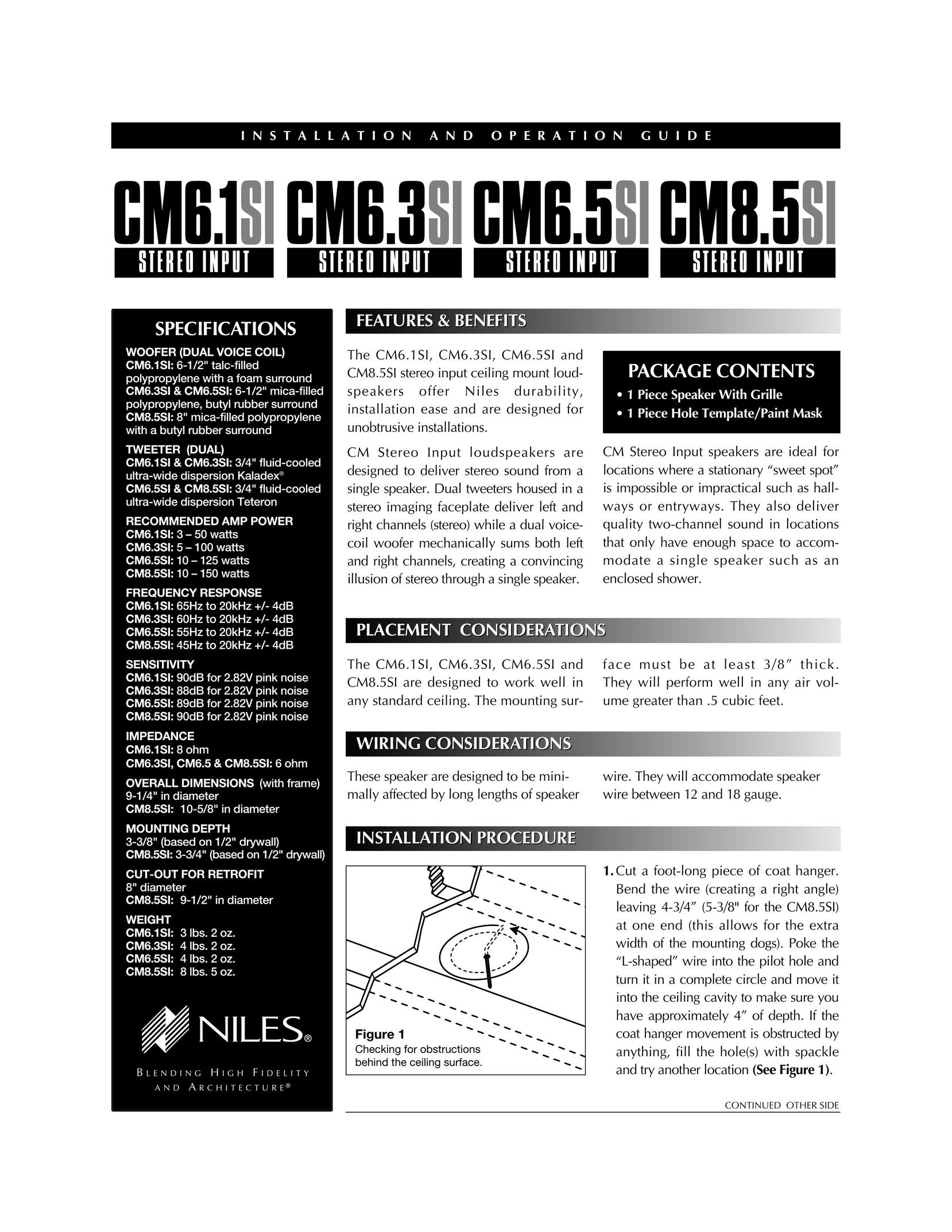 Niles Audio CM6.3SI Speaker User Manual