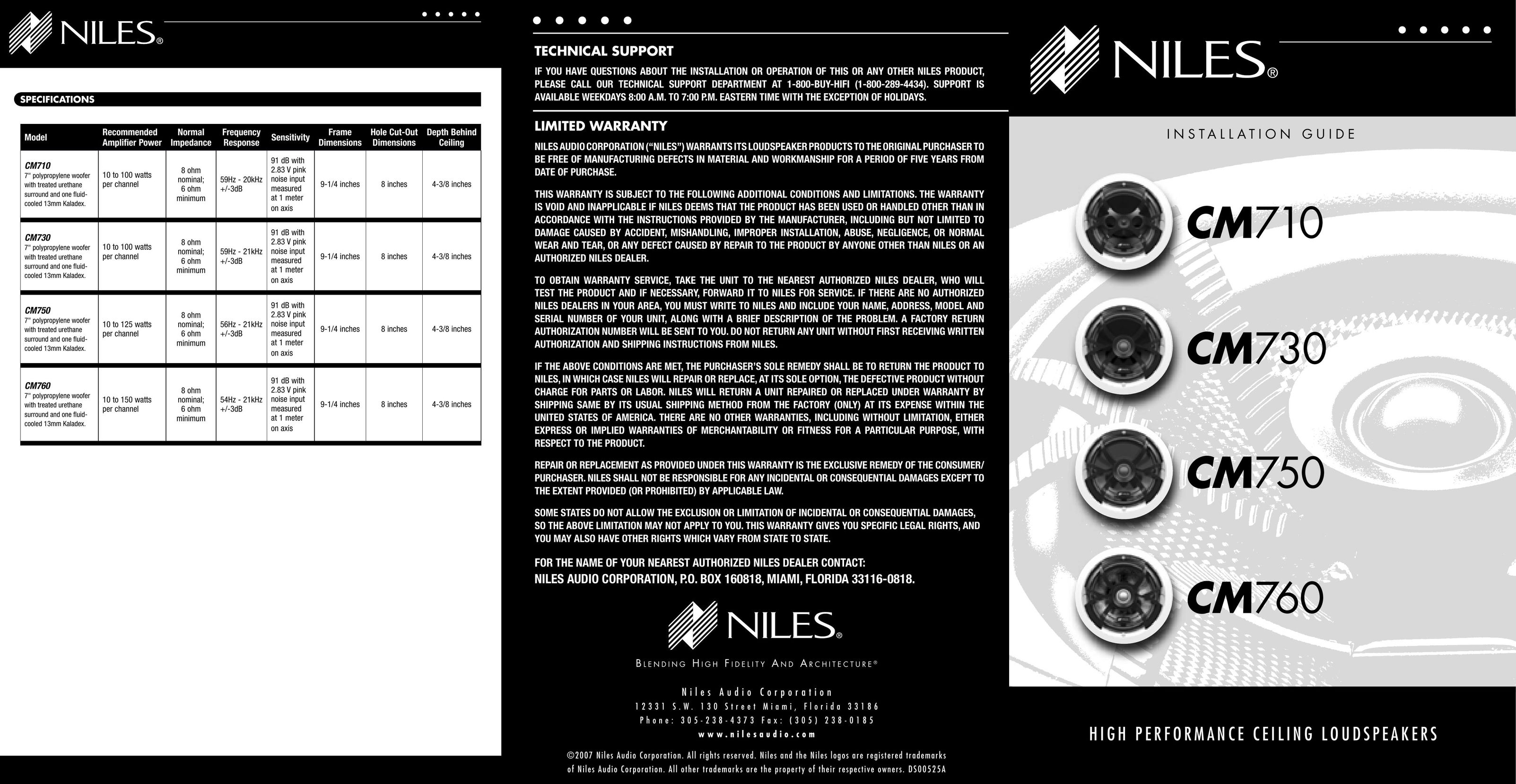 Niles Audio CM750 Speaker User Manual