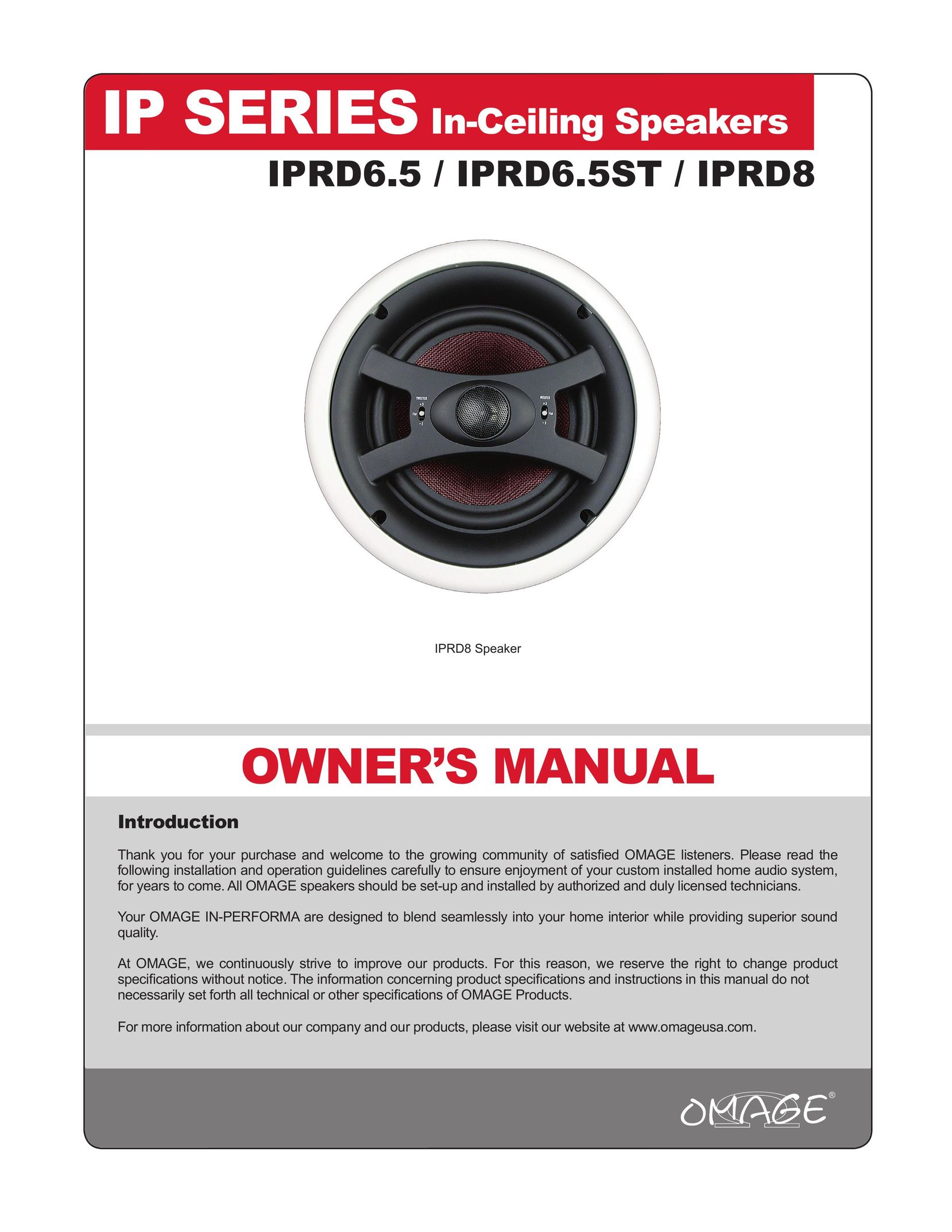 Omage IPRD8 Speaker User Manual