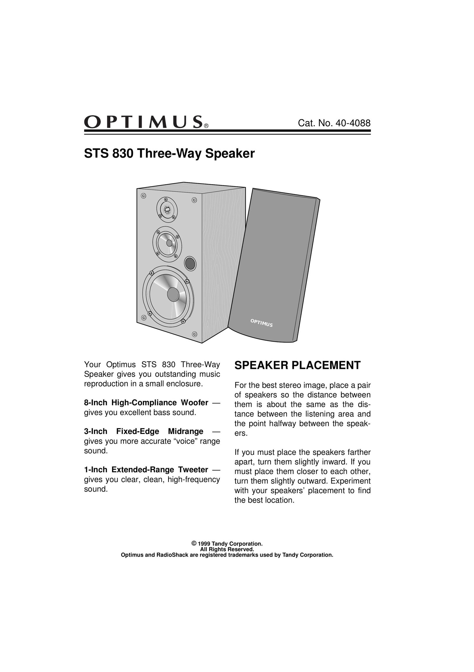 Optimus STS 830 Speaker User Manual