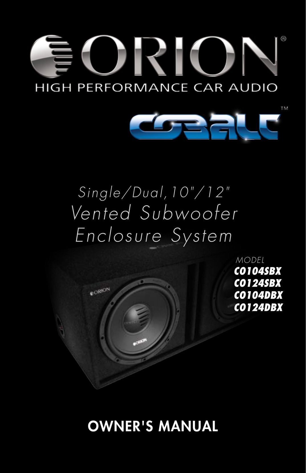 Orion Car Audio CO104SBX Speaker User Manual
