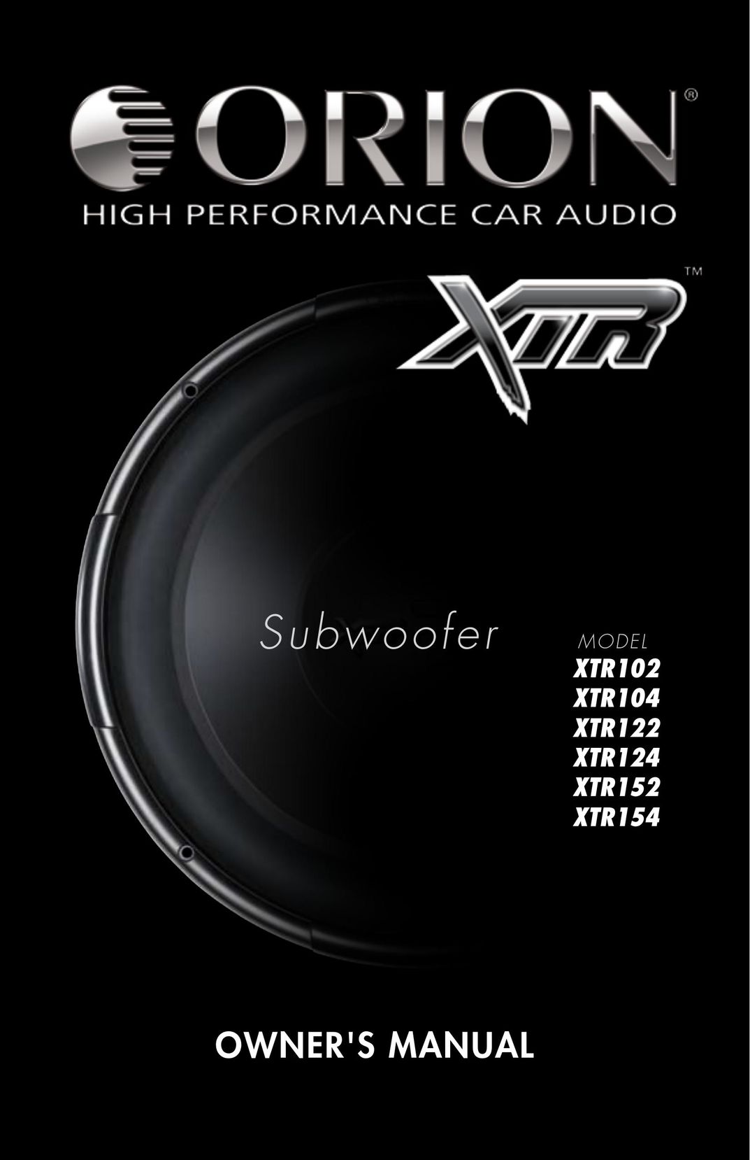 Orion Car Audio XTR102 Speaker User Manual