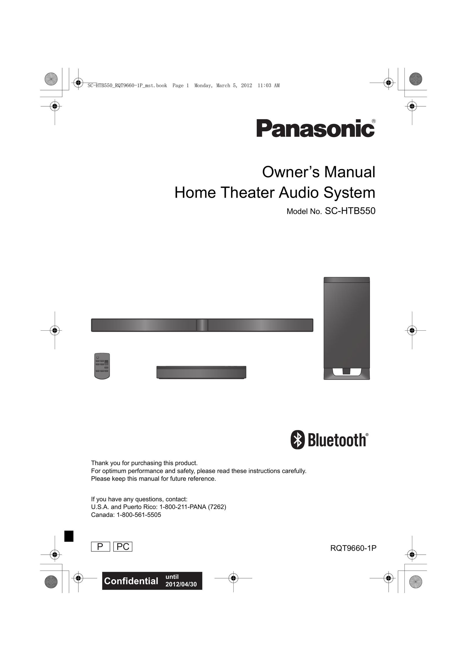 Panasonic SC-HTB550 Speaker User Manual