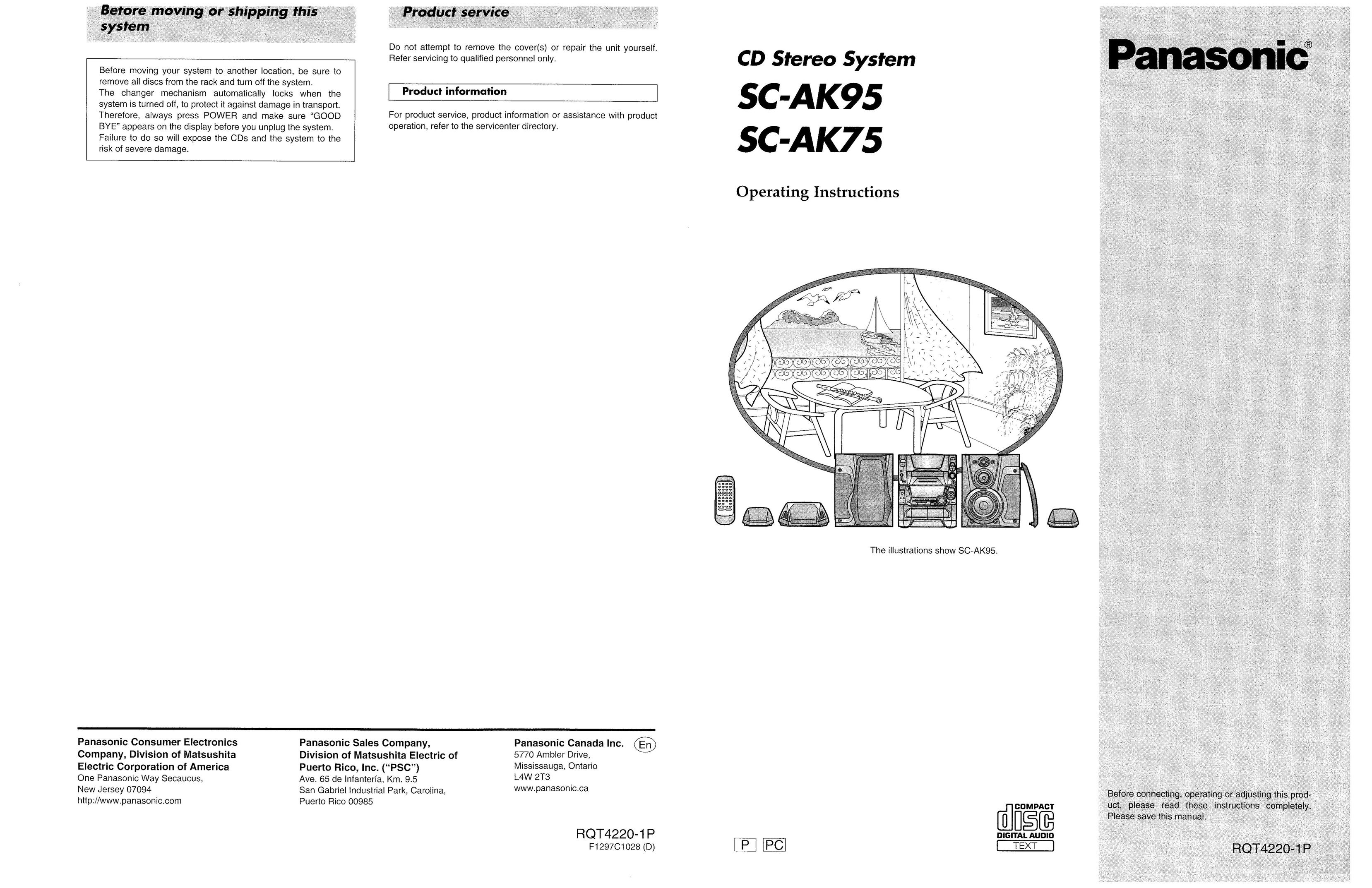 Panasonic SCAK95 Speaker User Manual