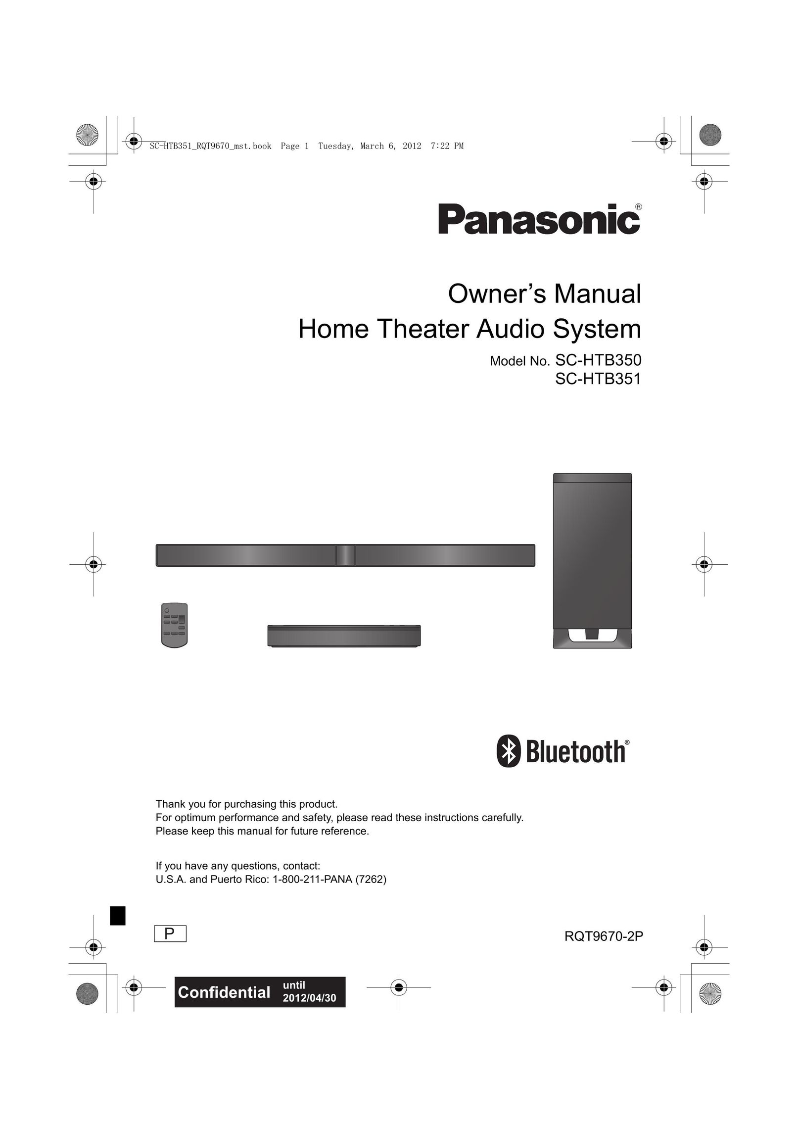 Panasonic SCHTB350 Speaker User Manual