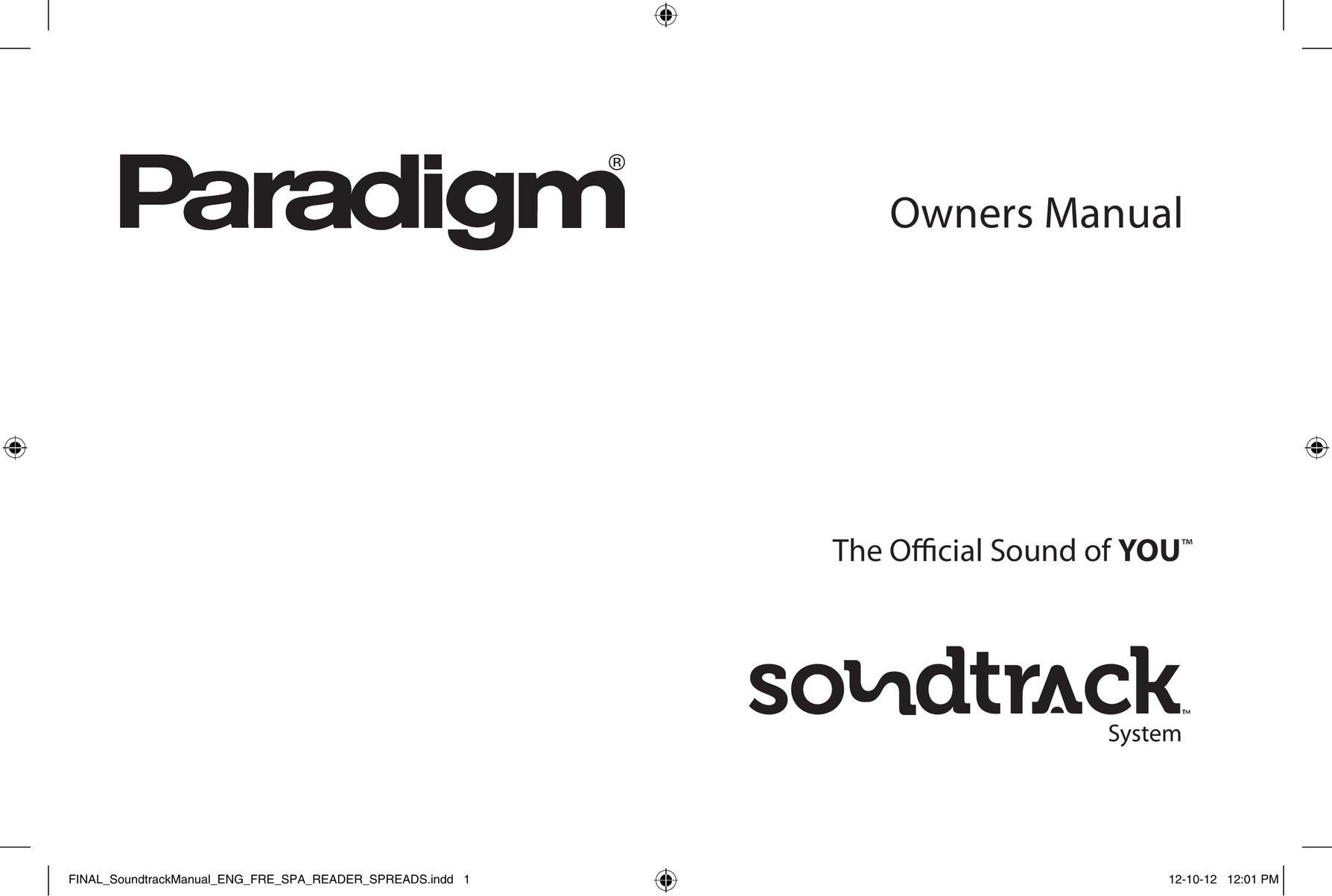 Paradigm SOUNDTRACK Speaker User Manual