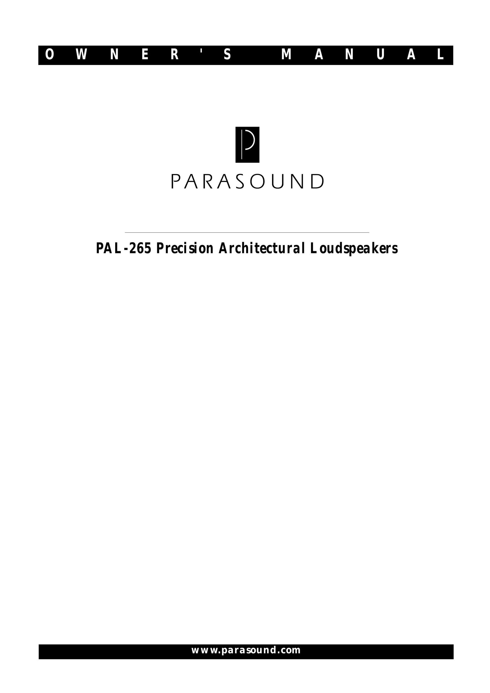Parasound PAL-265 Speaker User Manual