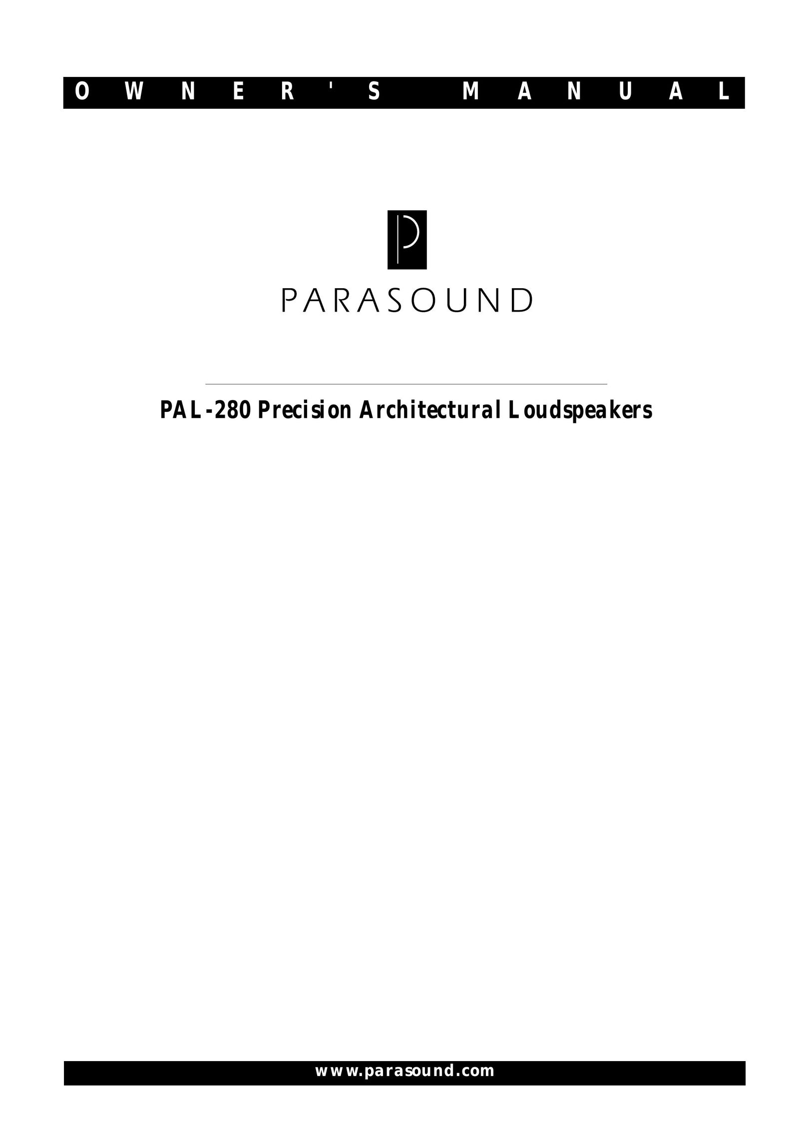 Parasound PAL-280 Speaker User Manual