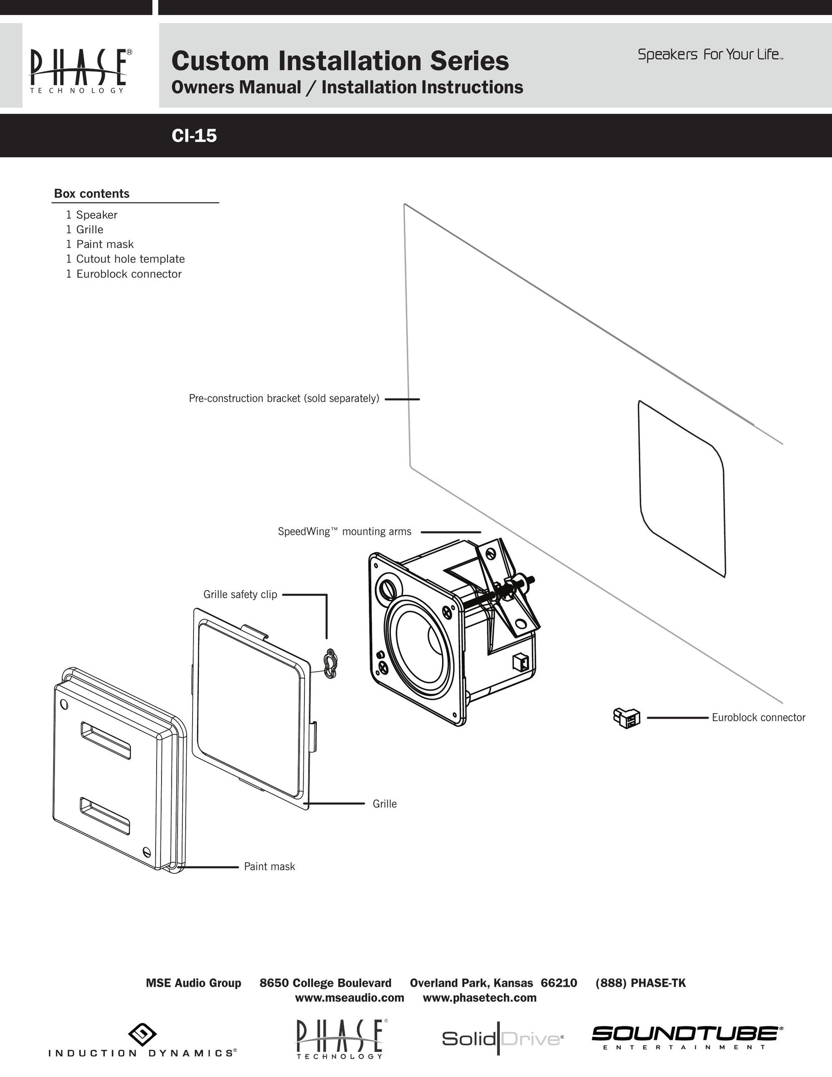 Phase Technology CI-15 Speaker User Manual