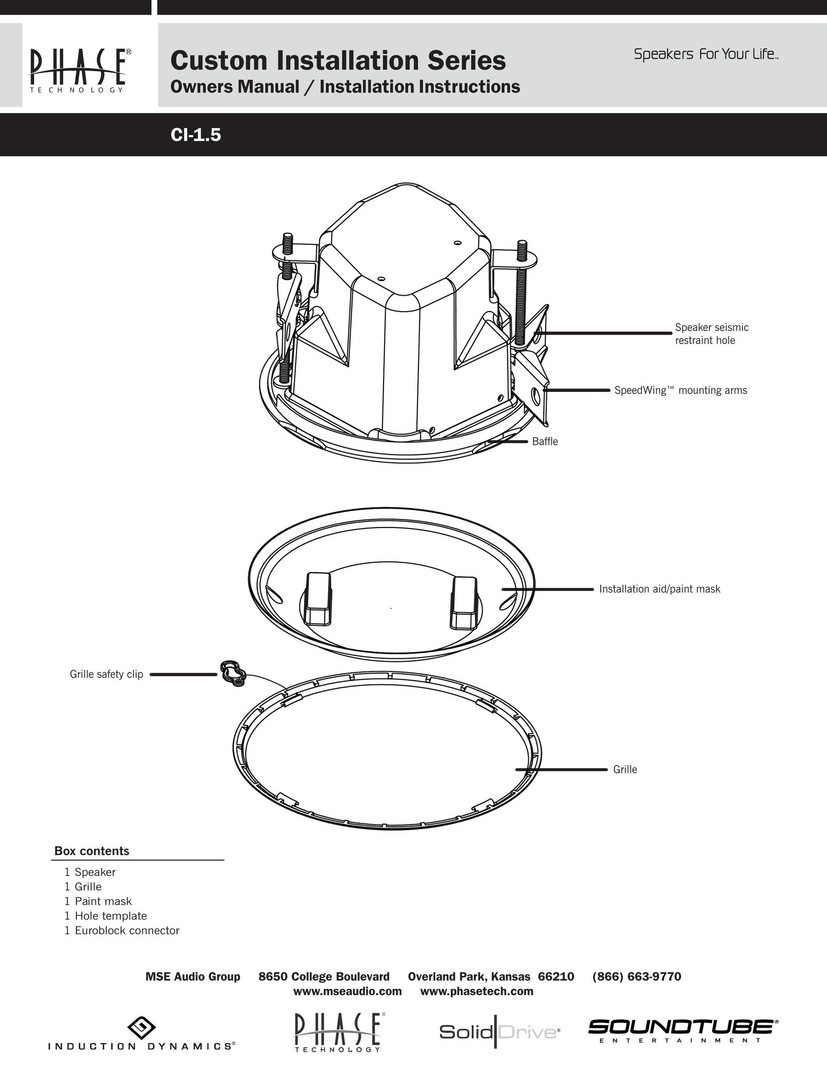 Phase Technology CL-1.5 Speaker User Manual