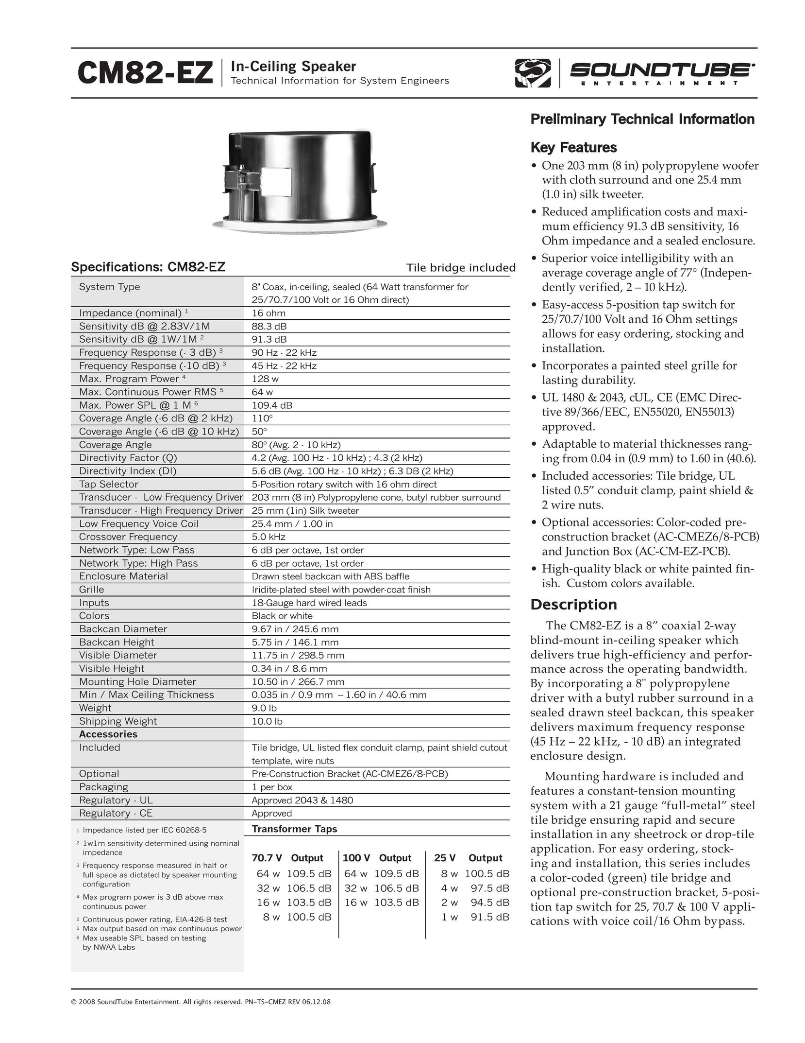 Phase Technology CM82-EZ Speaker User Manual