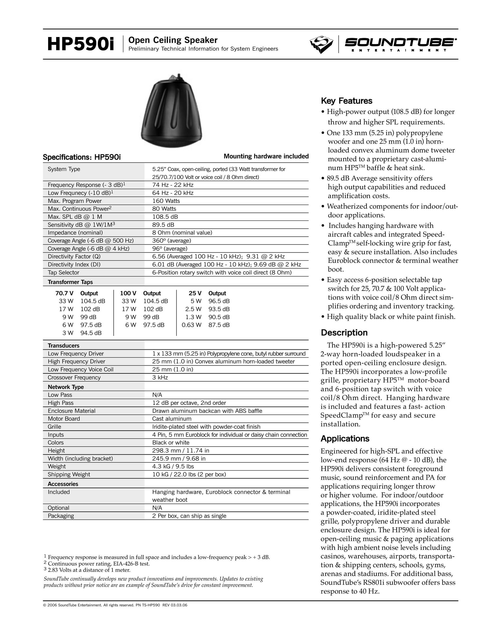 Phase Technology HP590i Speaker User Manual