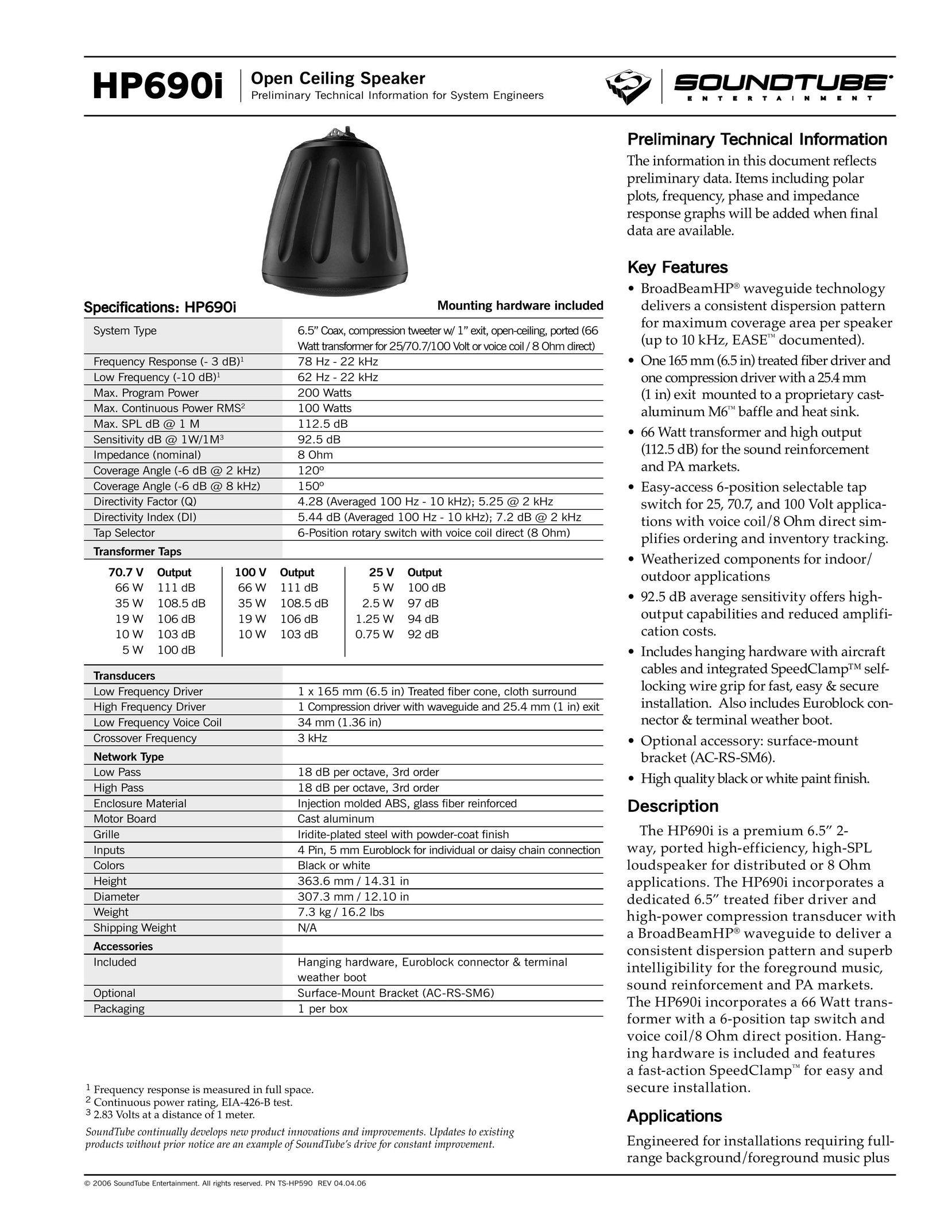 Phase Technology HP690i Speaker User Manual