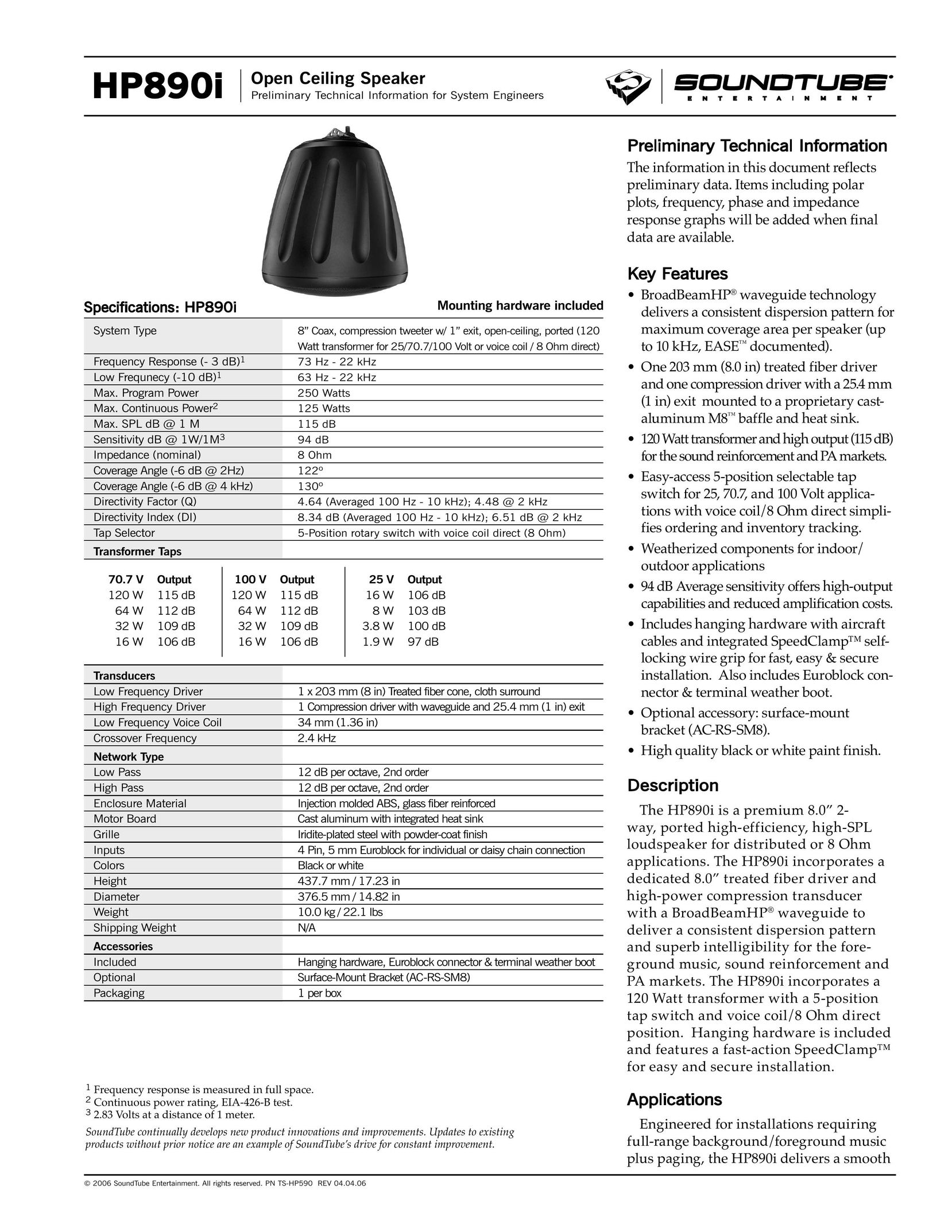 Phase Technology HP890i Speaker User Manual