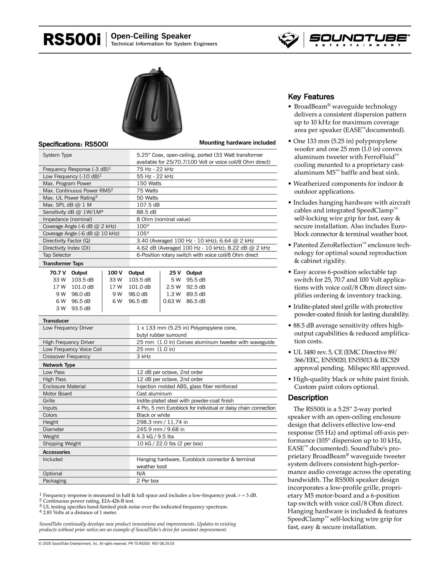 Phase Technology RS500i Speaker User Manual