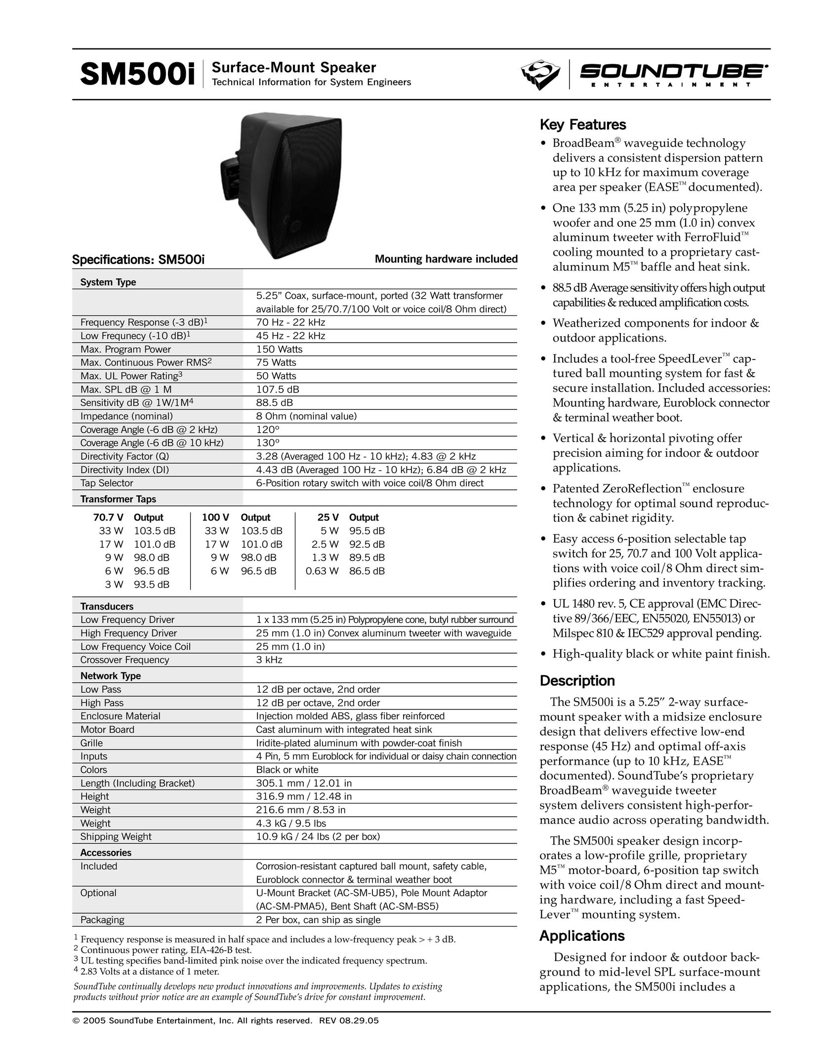 Phase Technology SM500i Speaker User Manual