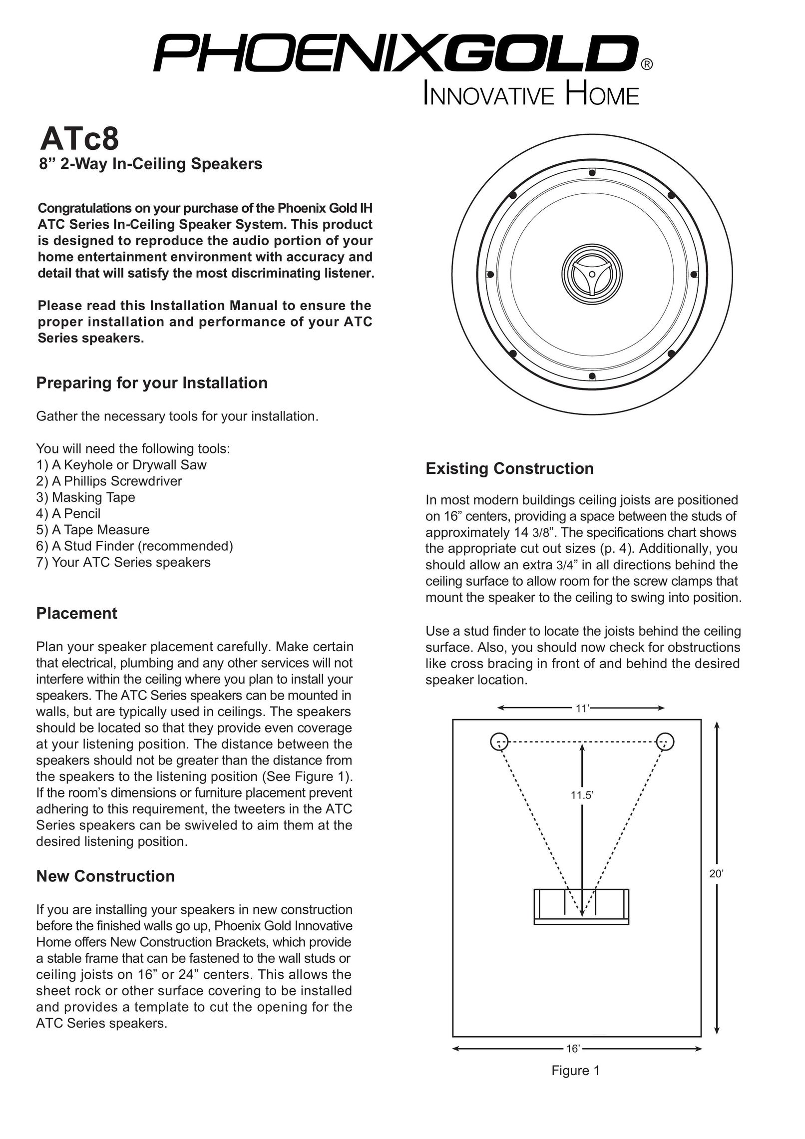 Phoenix Gold 8" 2-Way In-Ceiling Speakers Speaker User Manual