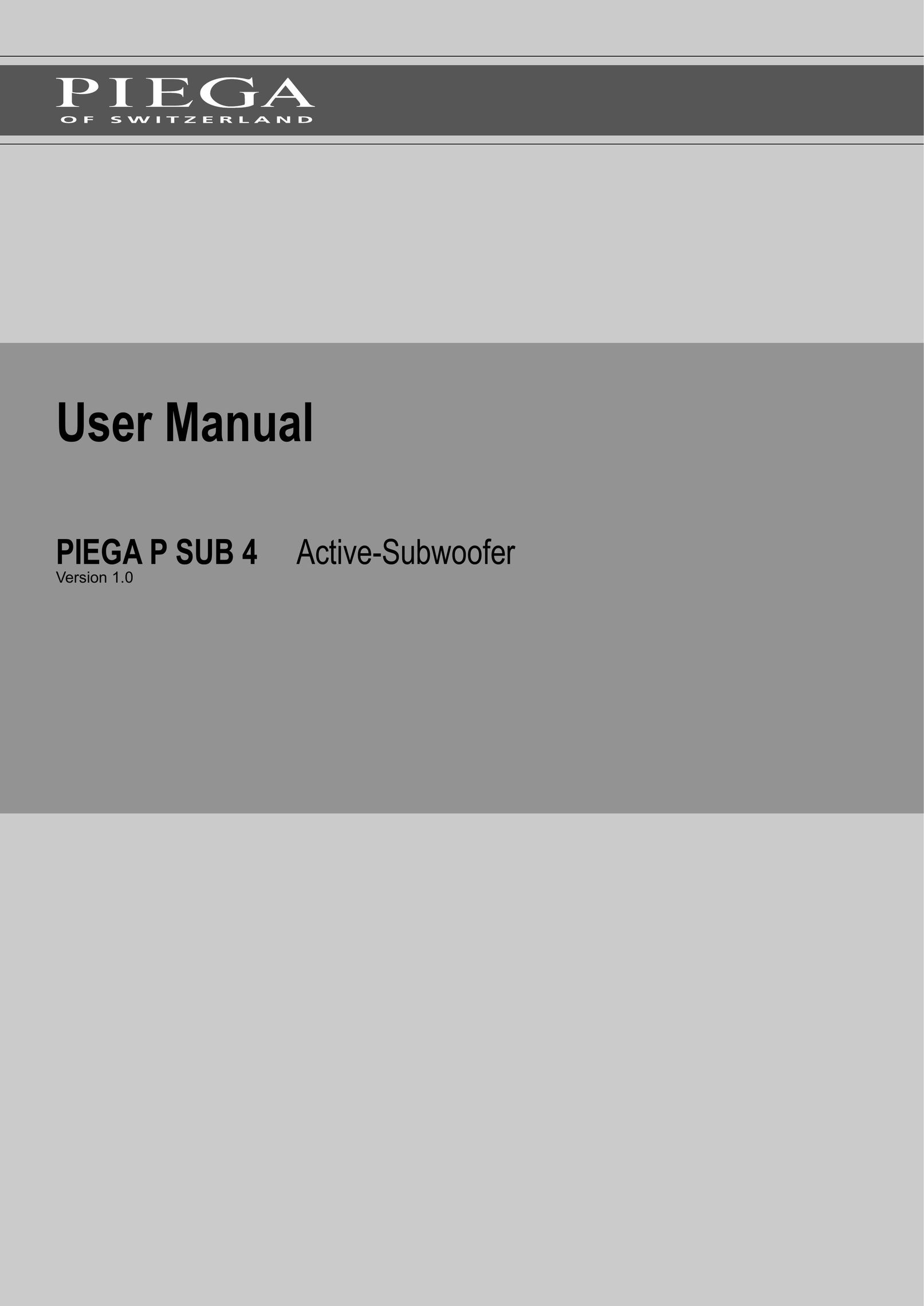 Piega P Sub 4 Speaker User Manual