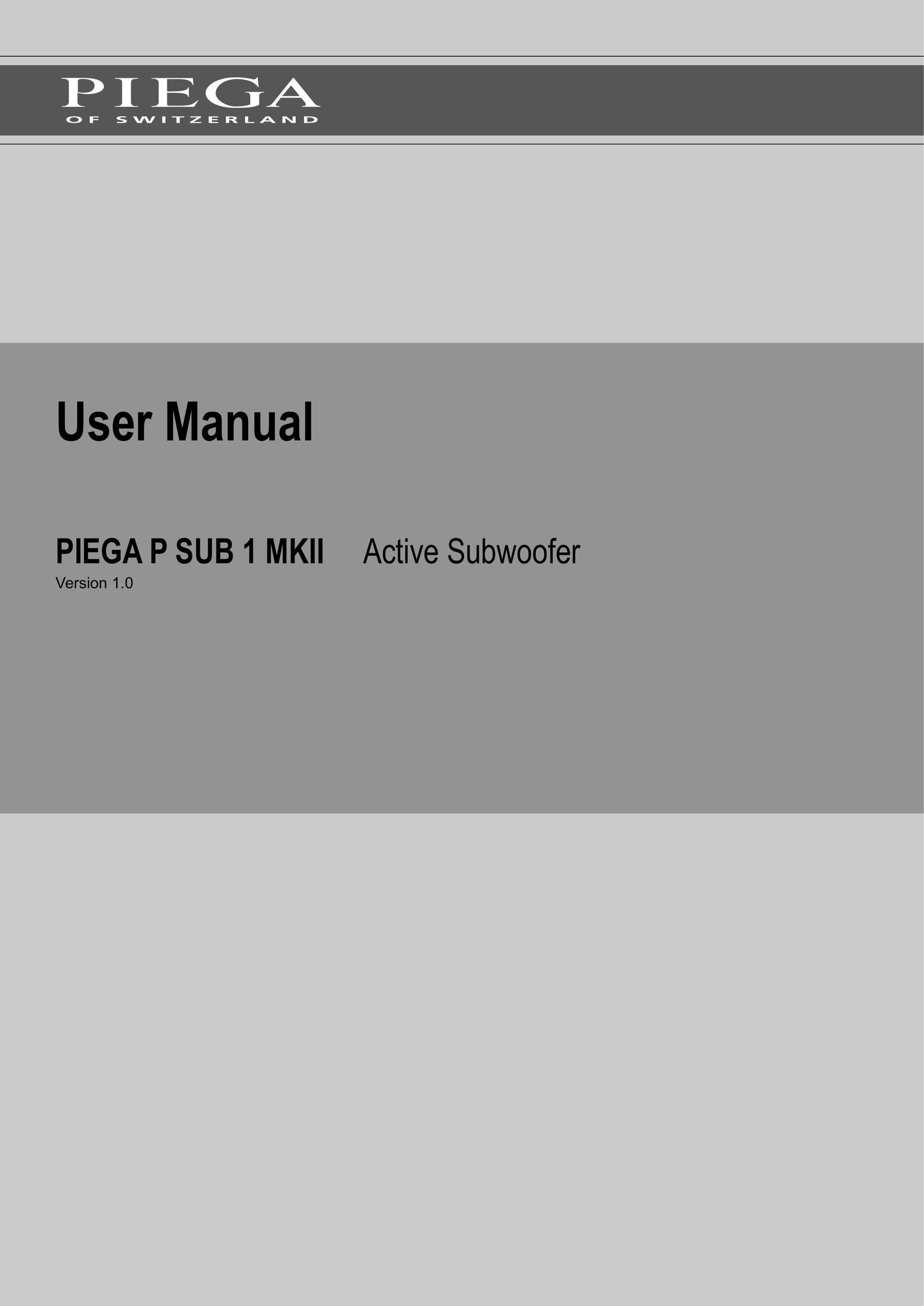 Piega SUB 1 MKII Speaker User Manual