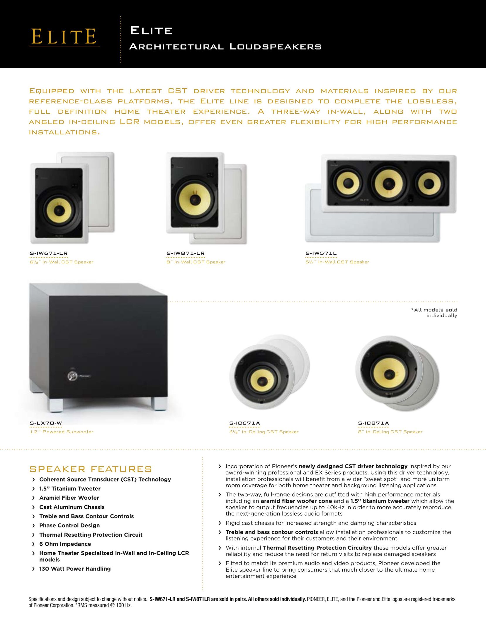 Pioneer S-IC871A Speaker User Manual
