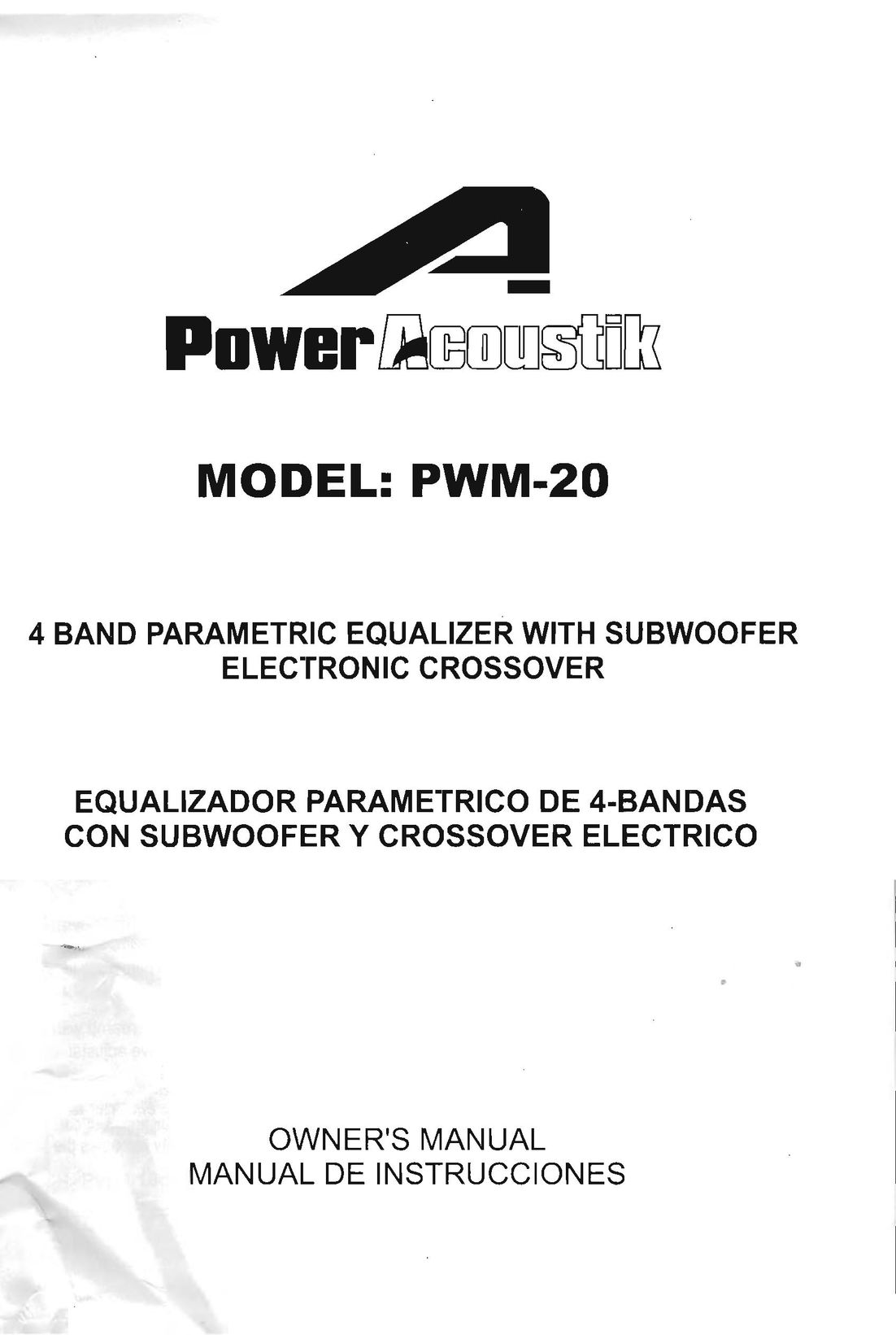 Power Acoustik PWM-20 Speaker User Manual