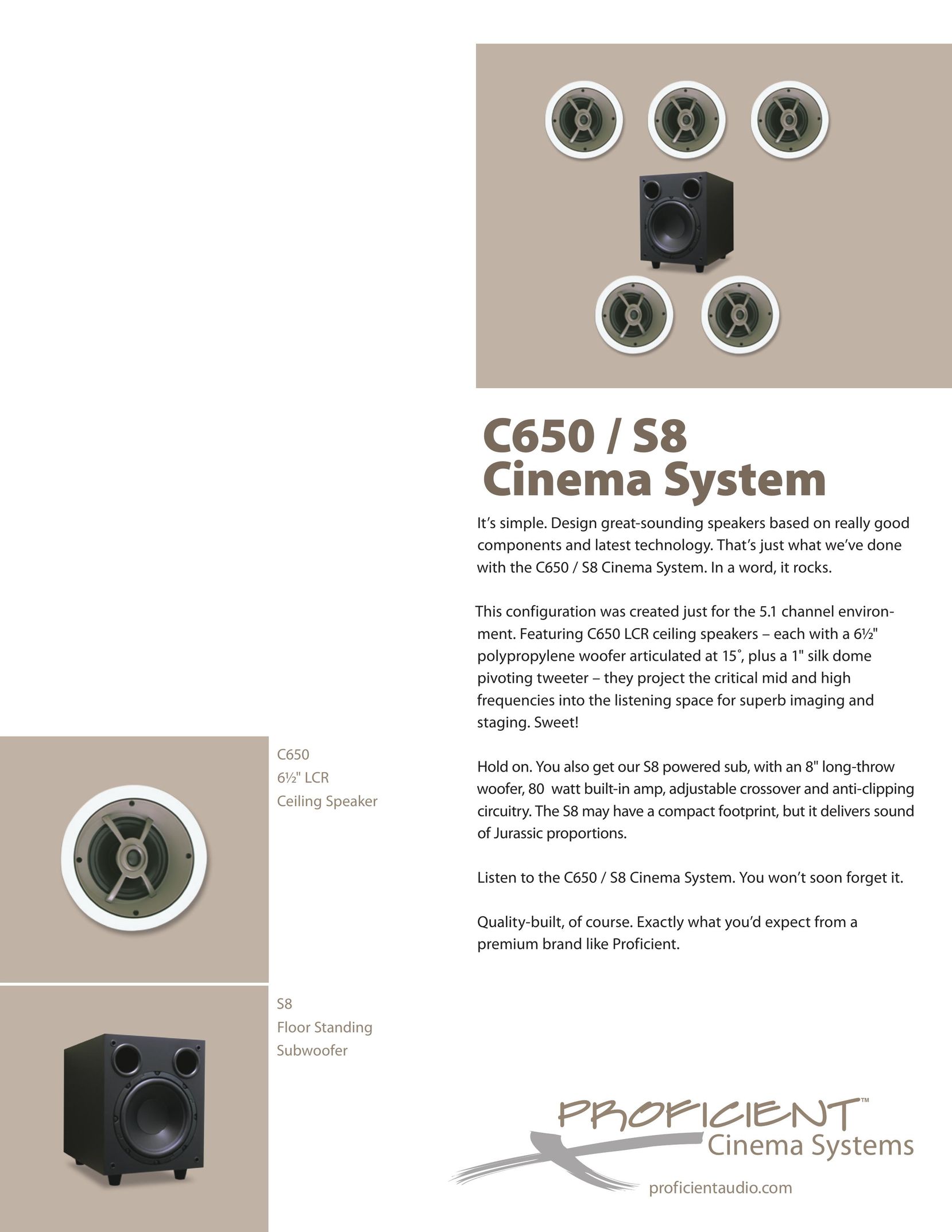 Proficient Audio Systems S8 Speaker User Manual
