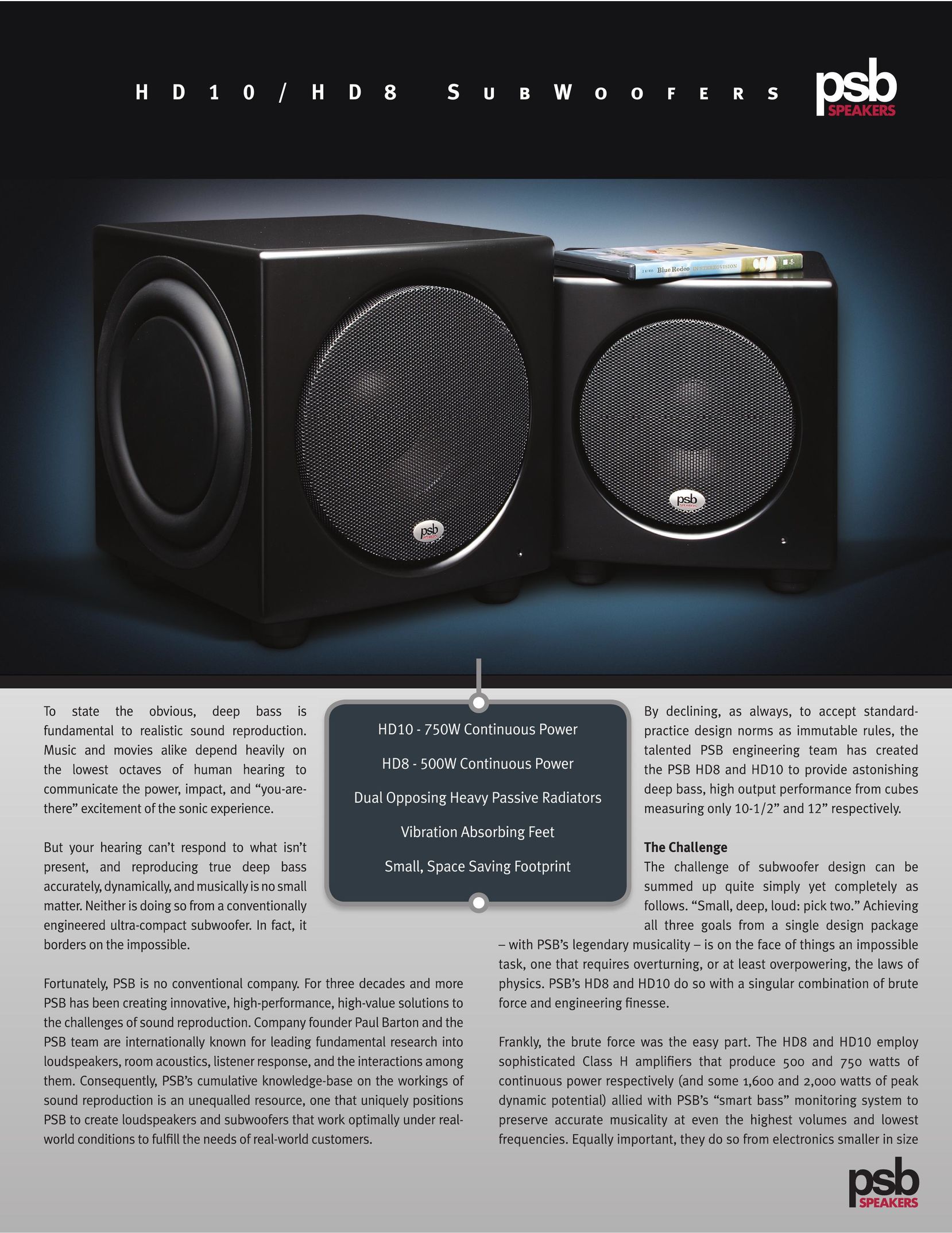 PSB Speakers HD10 Speaker User Manual