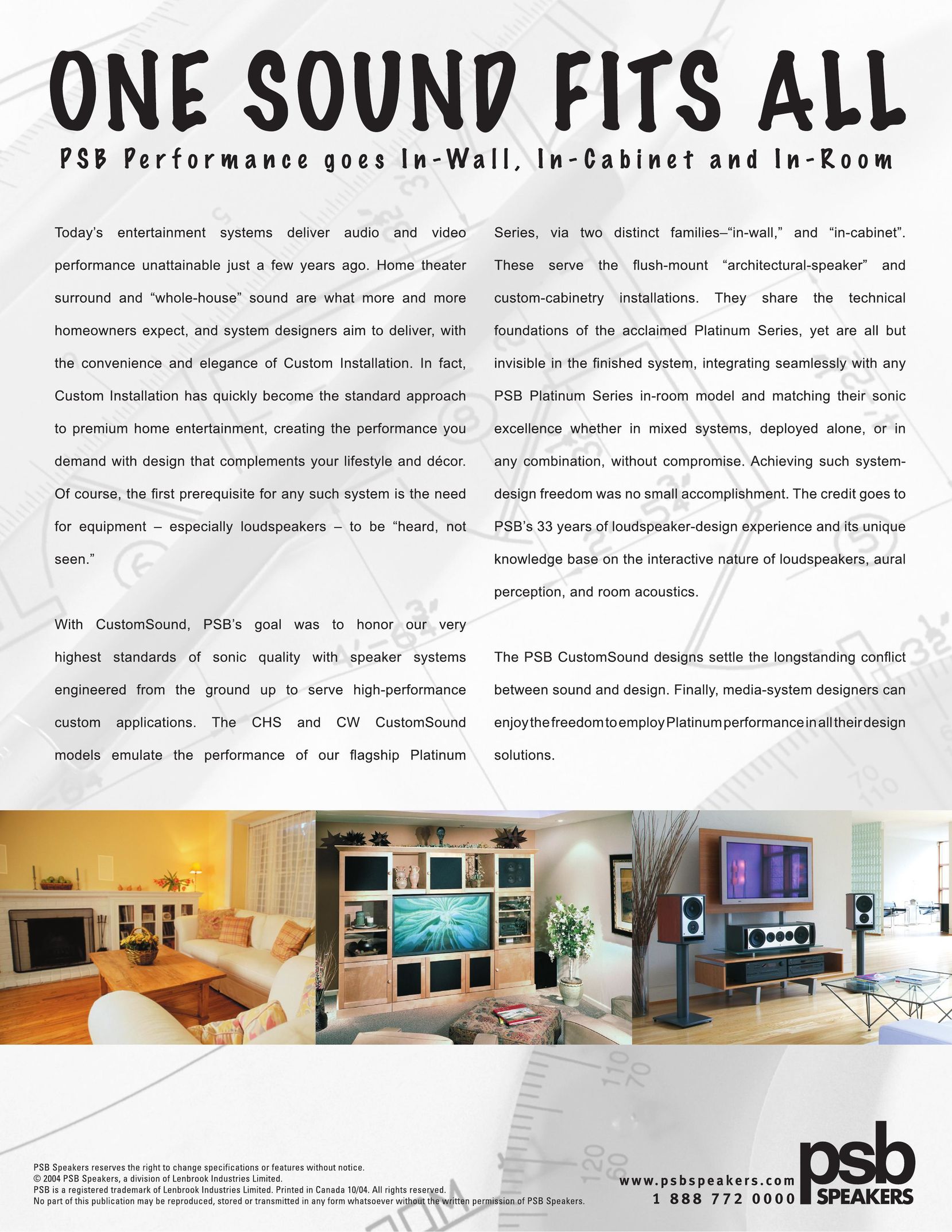 PSB Speakers In-Wall and In Cabinet and In-Room Speaker Speaker User Manual