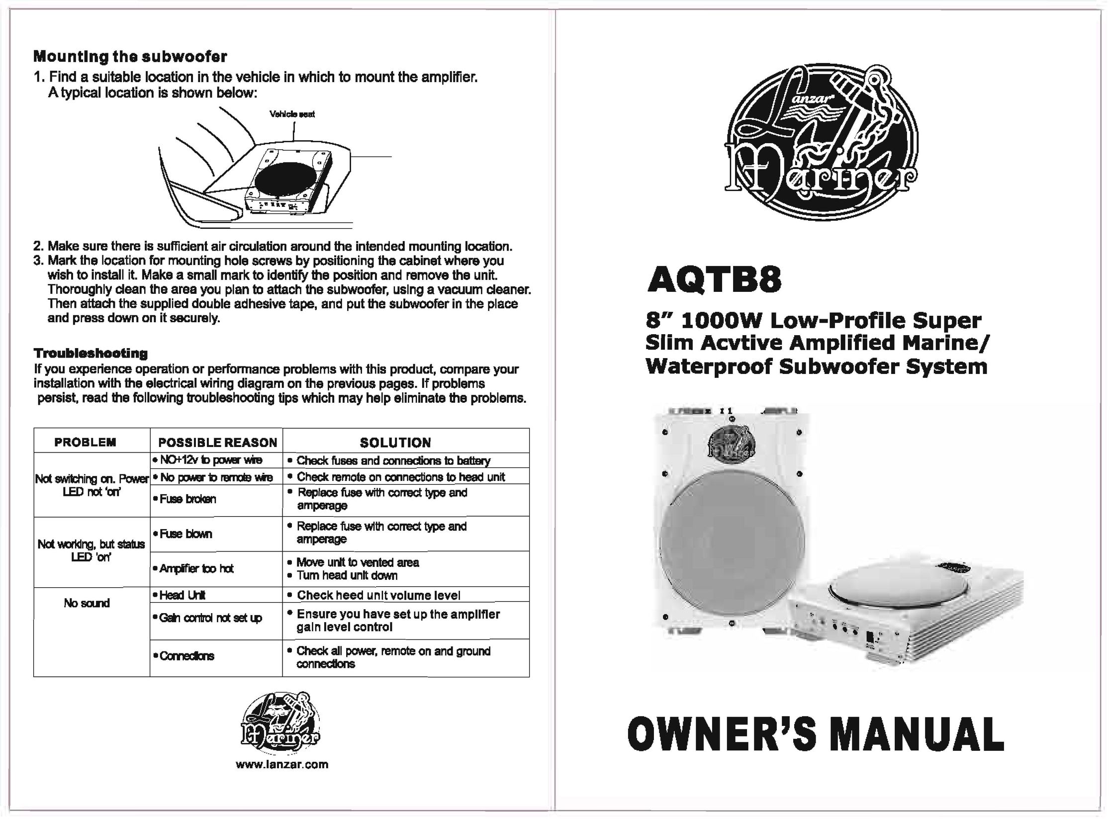 PYLE Audio AQTB8 Speaker User Manual