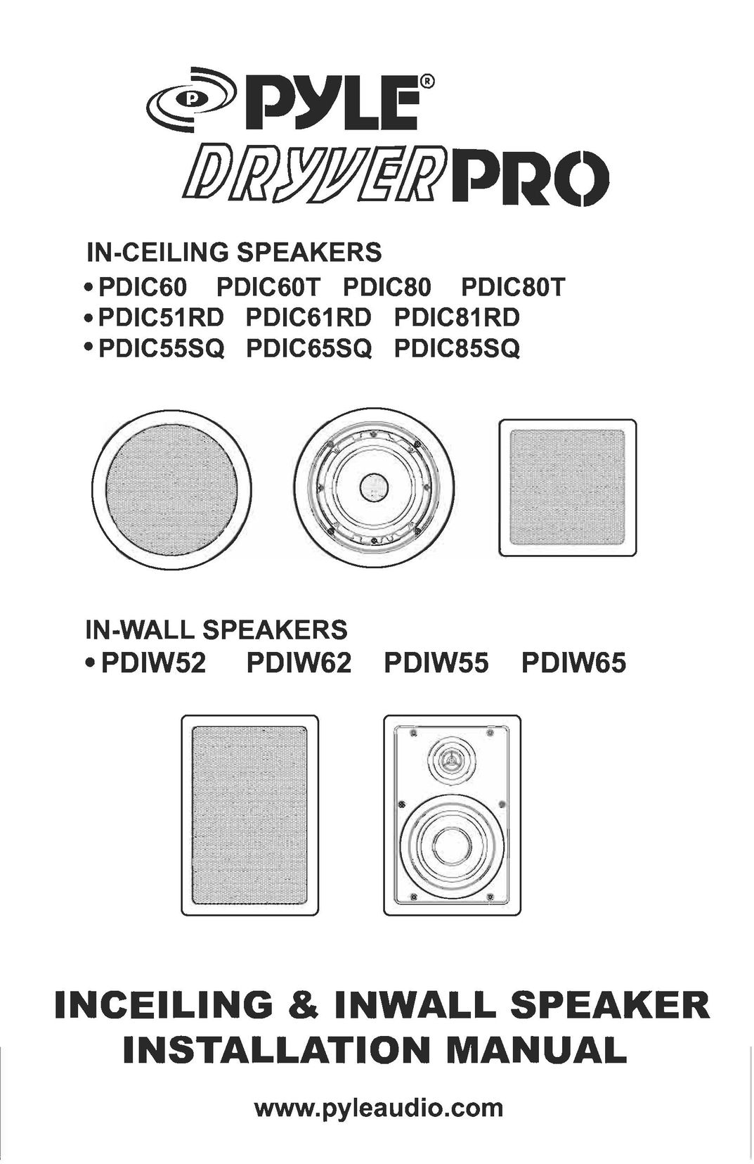 PYLE Audio PDIC85SQ Speaker User Manual