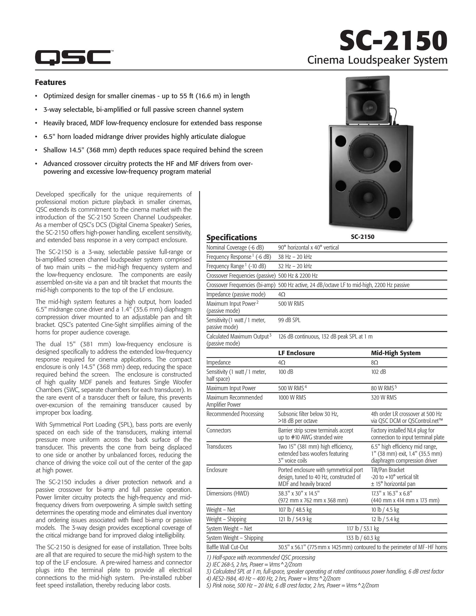 QSC Audio SC-2150 Speaker User Manual