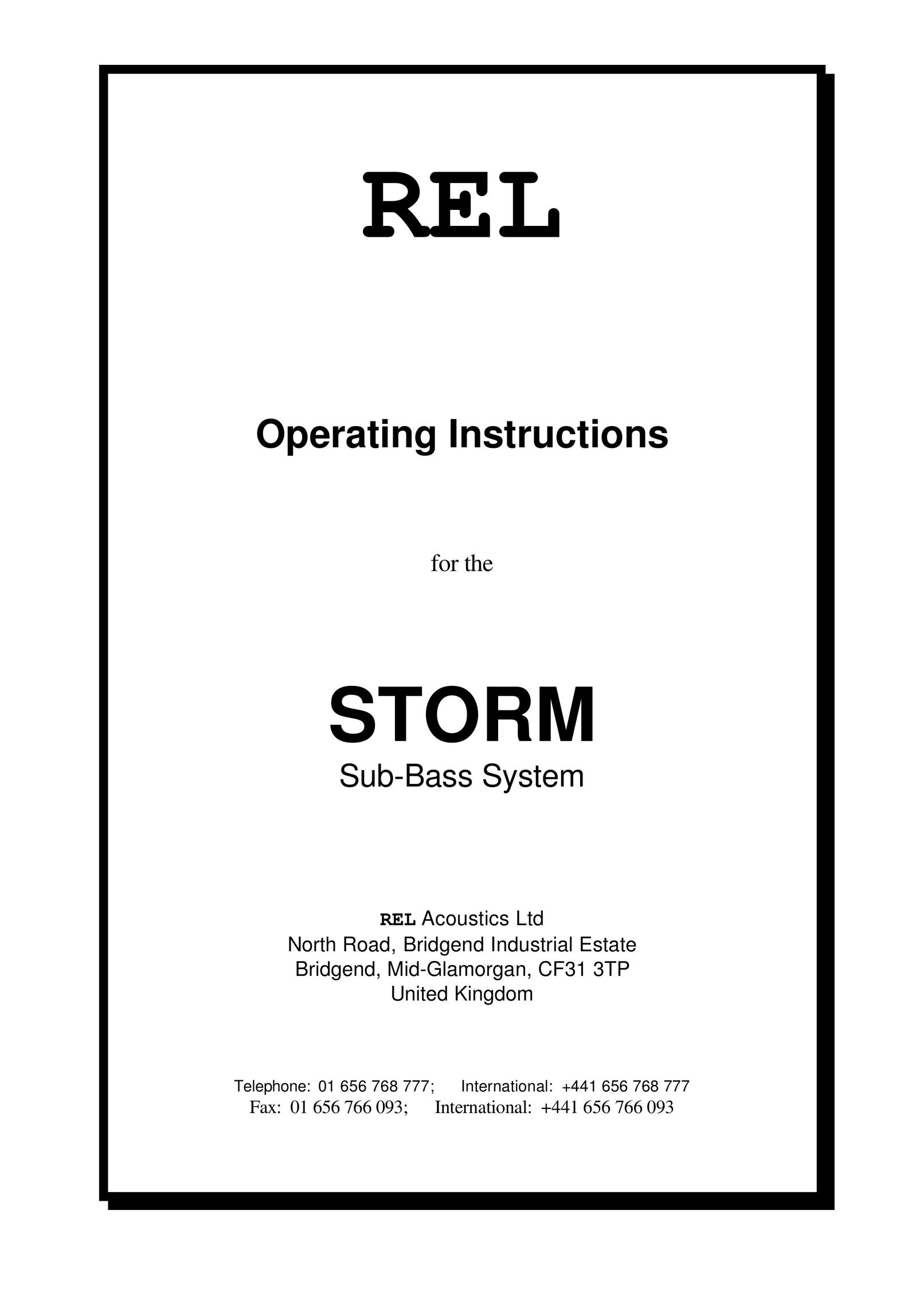 REL Acoustics Storm Speaker User Manual
